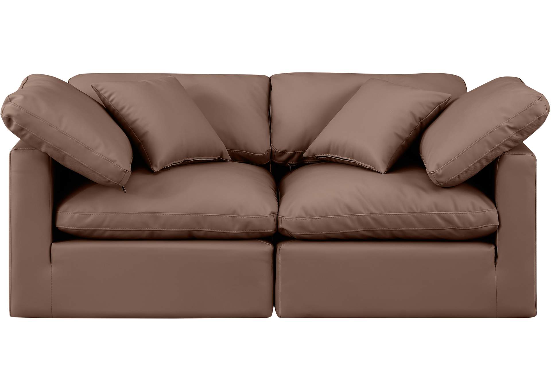 Indulge Brown Faux Leather Modular Sofa,Meridian Furniture