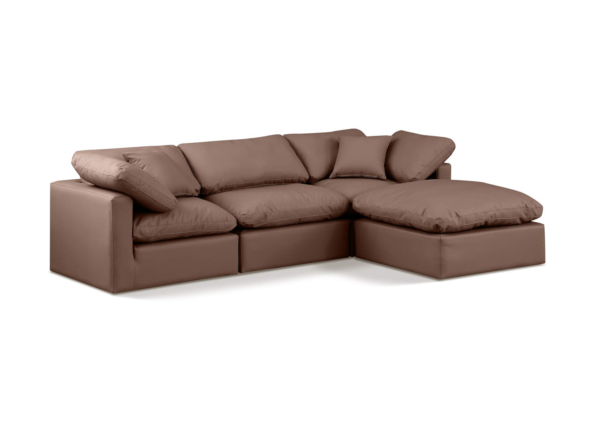 Indulge Brown Faux Leather Modular Sectional,Meridian Furniture