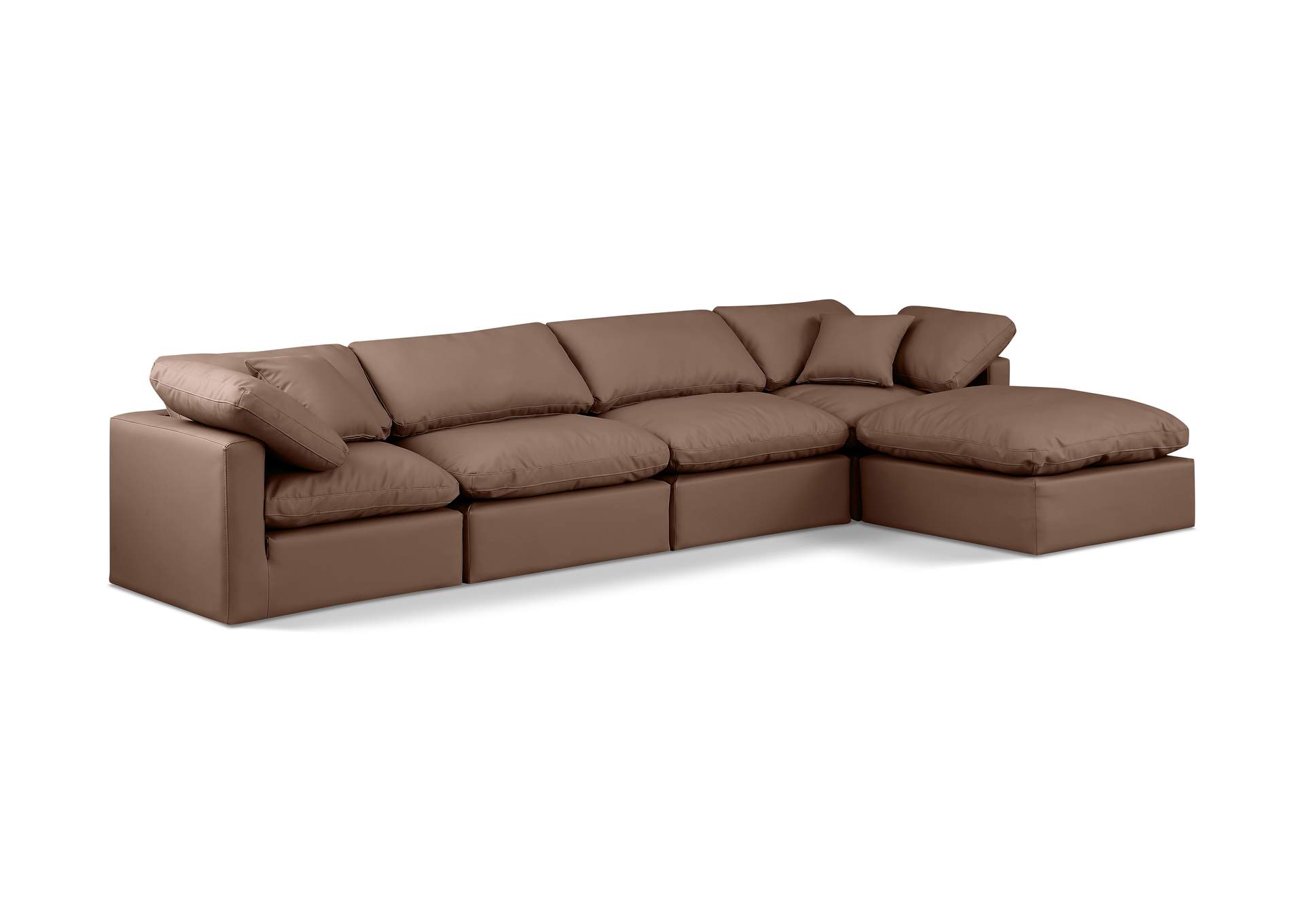 Indulge Brown Faux Leather Modular Sectional,Meridian Furniture