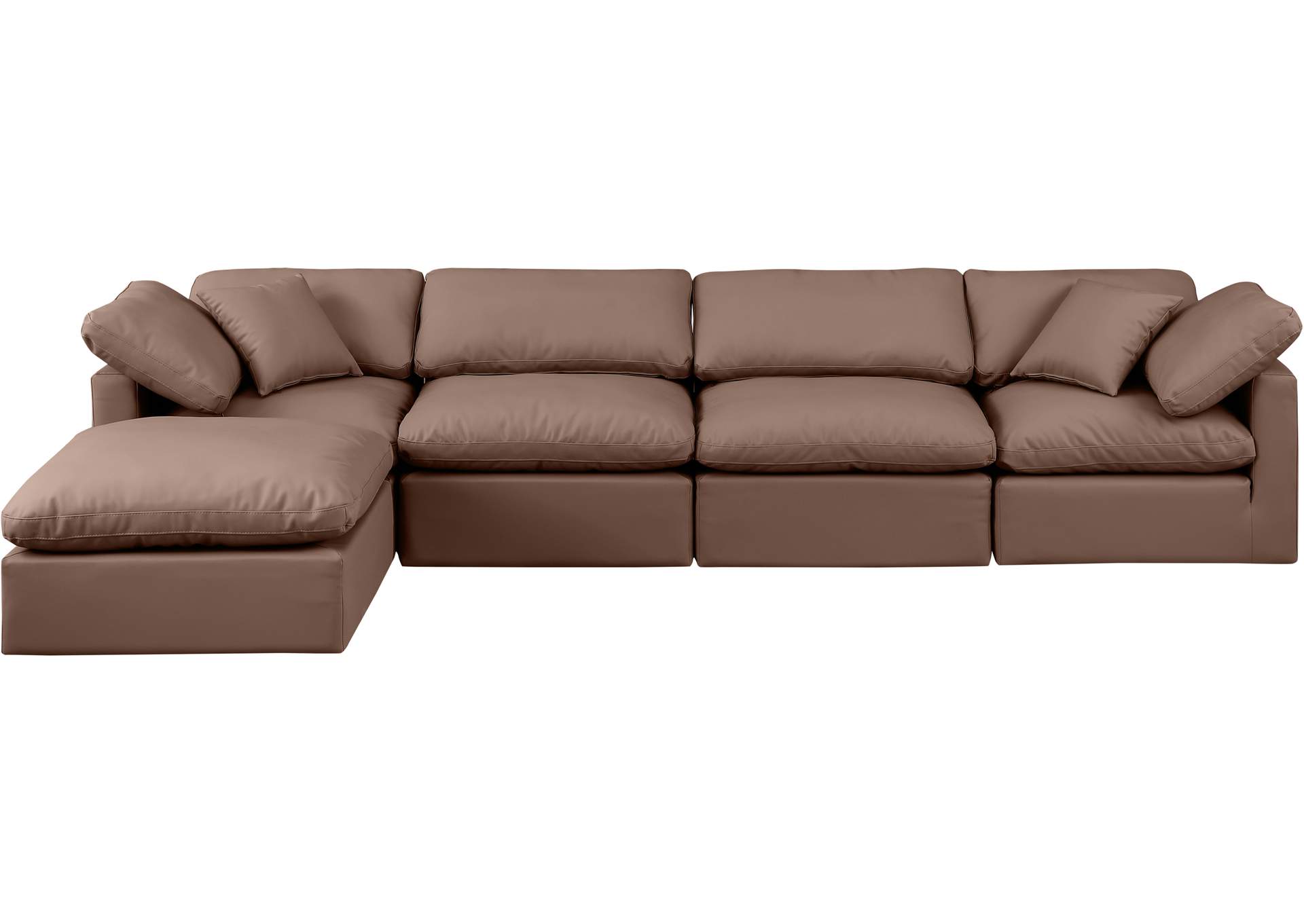 Indulge Brown Faux Leather Modular Sectional,Meridian Furniture