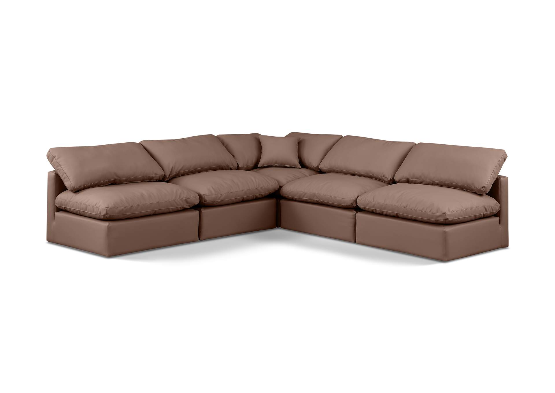 Indulge Brown Faux Leather Modular Sectional,Meridian Furniture