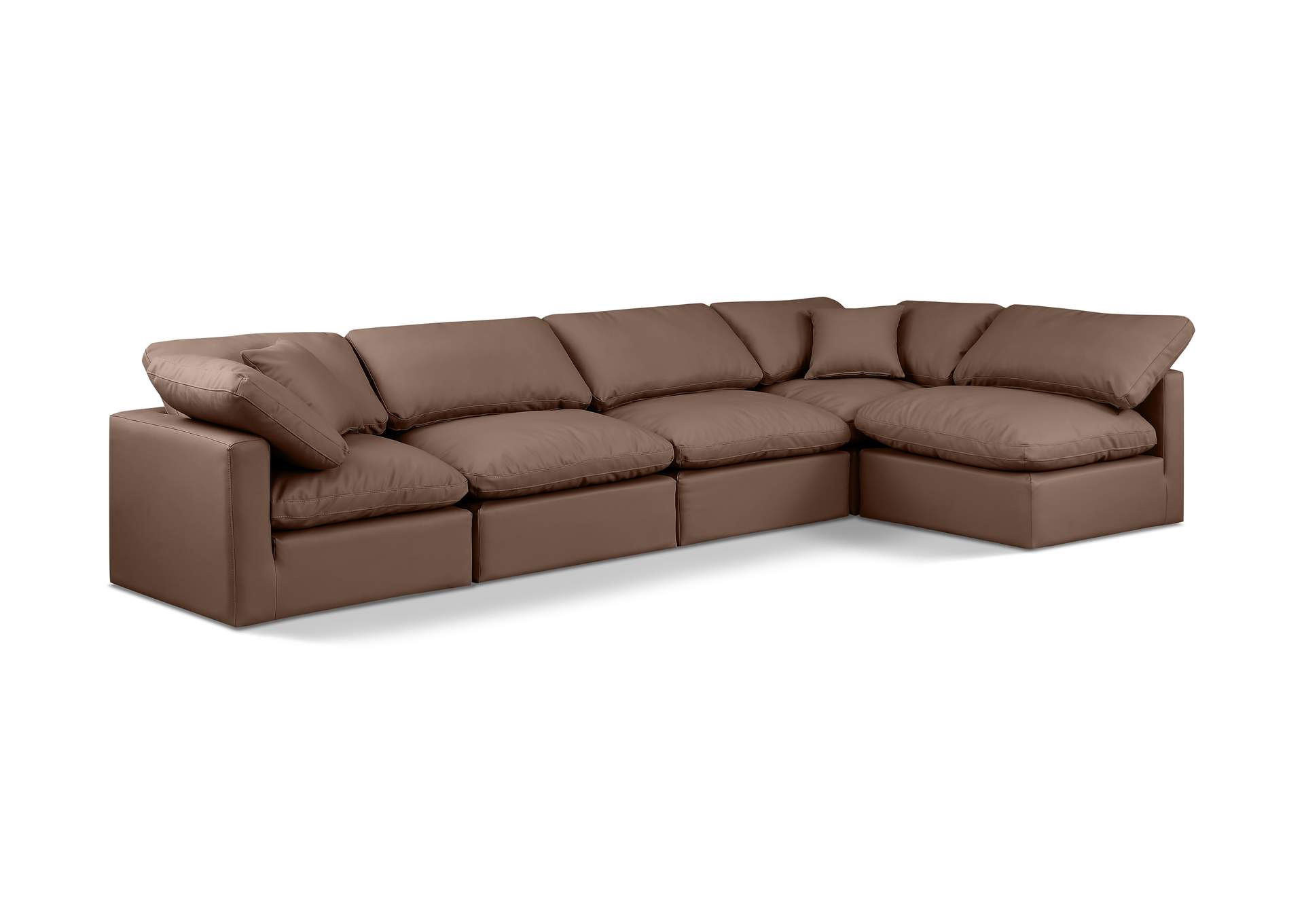 Indulge Brown Faux Leather Modular Sectional,Meridian Furniture