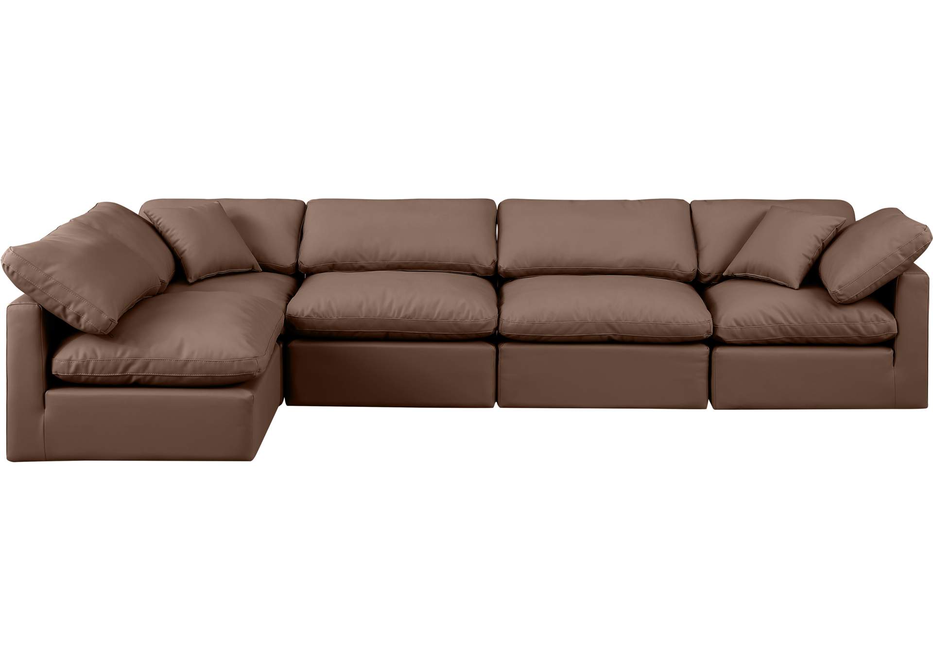 Indulge Brown Faux Leather Modular Sectional,Meridian Furniture