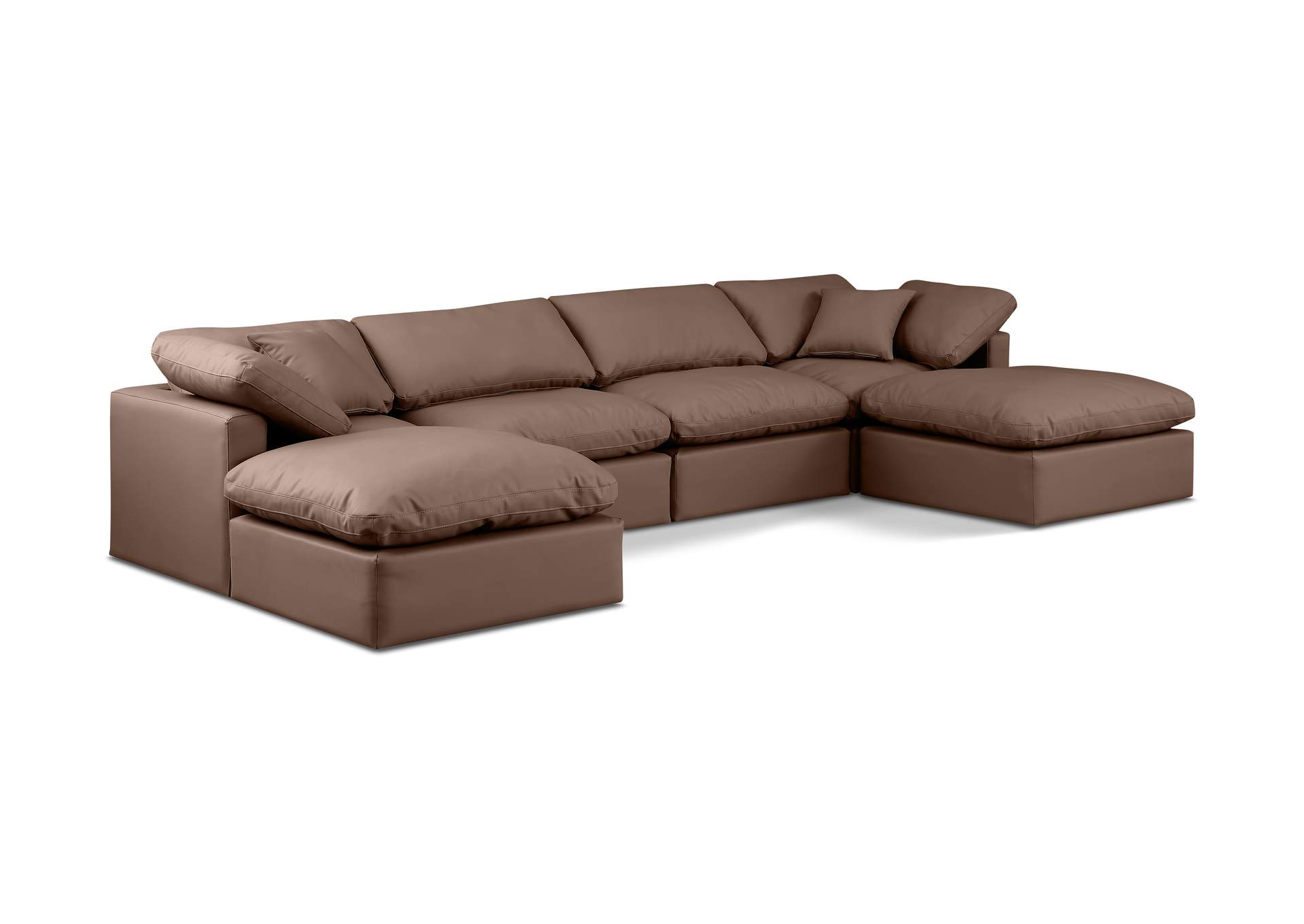 Indulge Brown Faux Leather Modular Sectional,Meridian Furniture