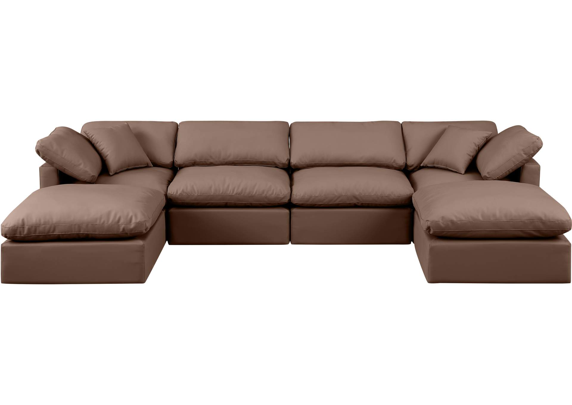 Indulge Brown Faux Leather Modular Sectional,Meridian Furniture