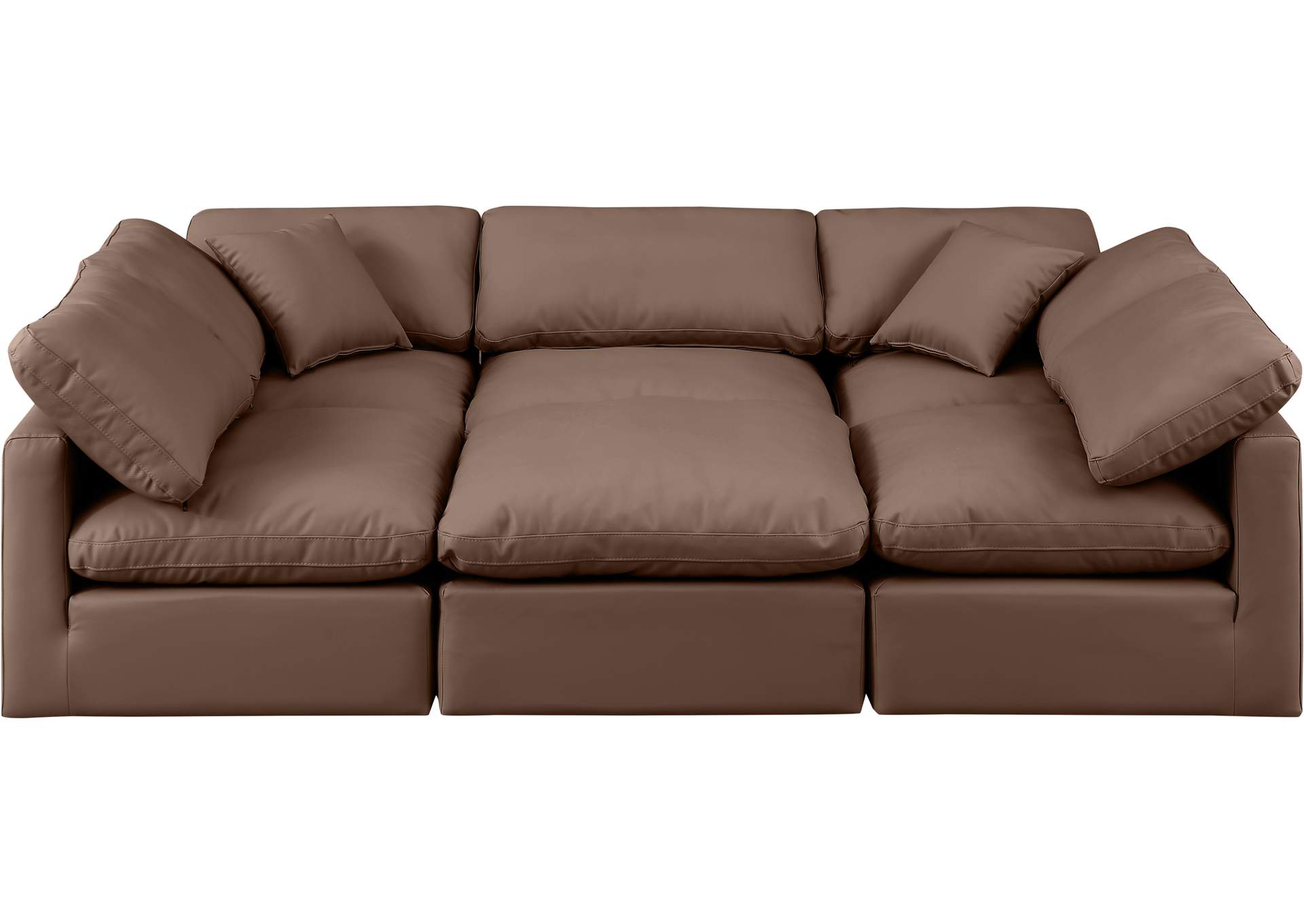 Indulge Brown Faux Leather Modular Sectional,Meridian Furniture
