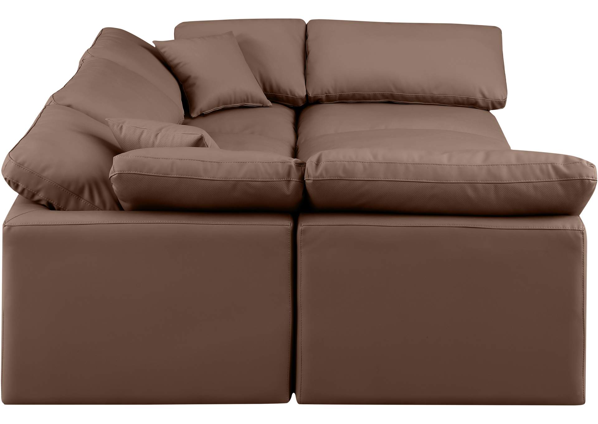 Indulge Brown Faux Leather Modular Sectional,Meridian Furniture
