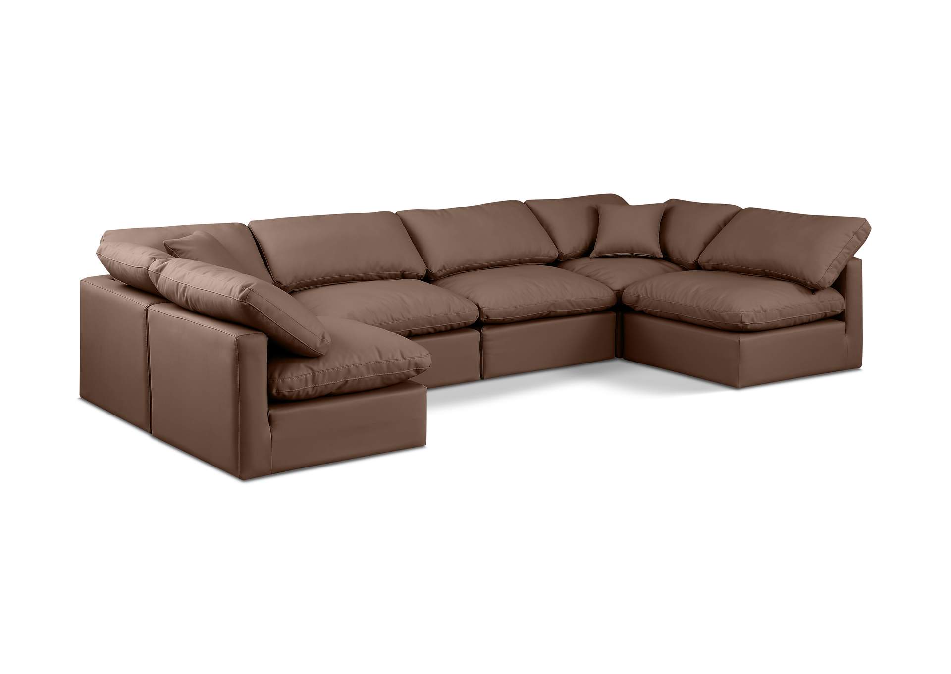 Indulge Brown Faux Leather Modular Sectional,Meridian Furniture