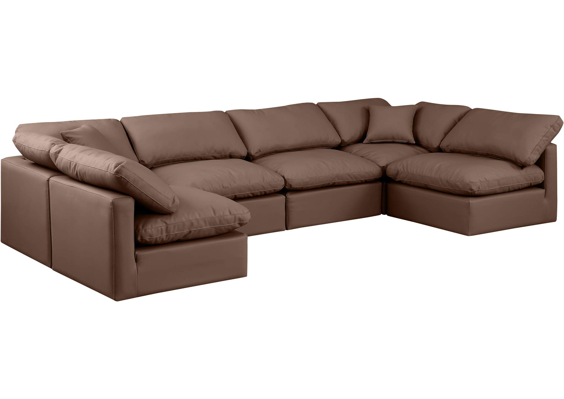 Indulge Brown Faux Leather Modular Sectional,Meridian Furniture