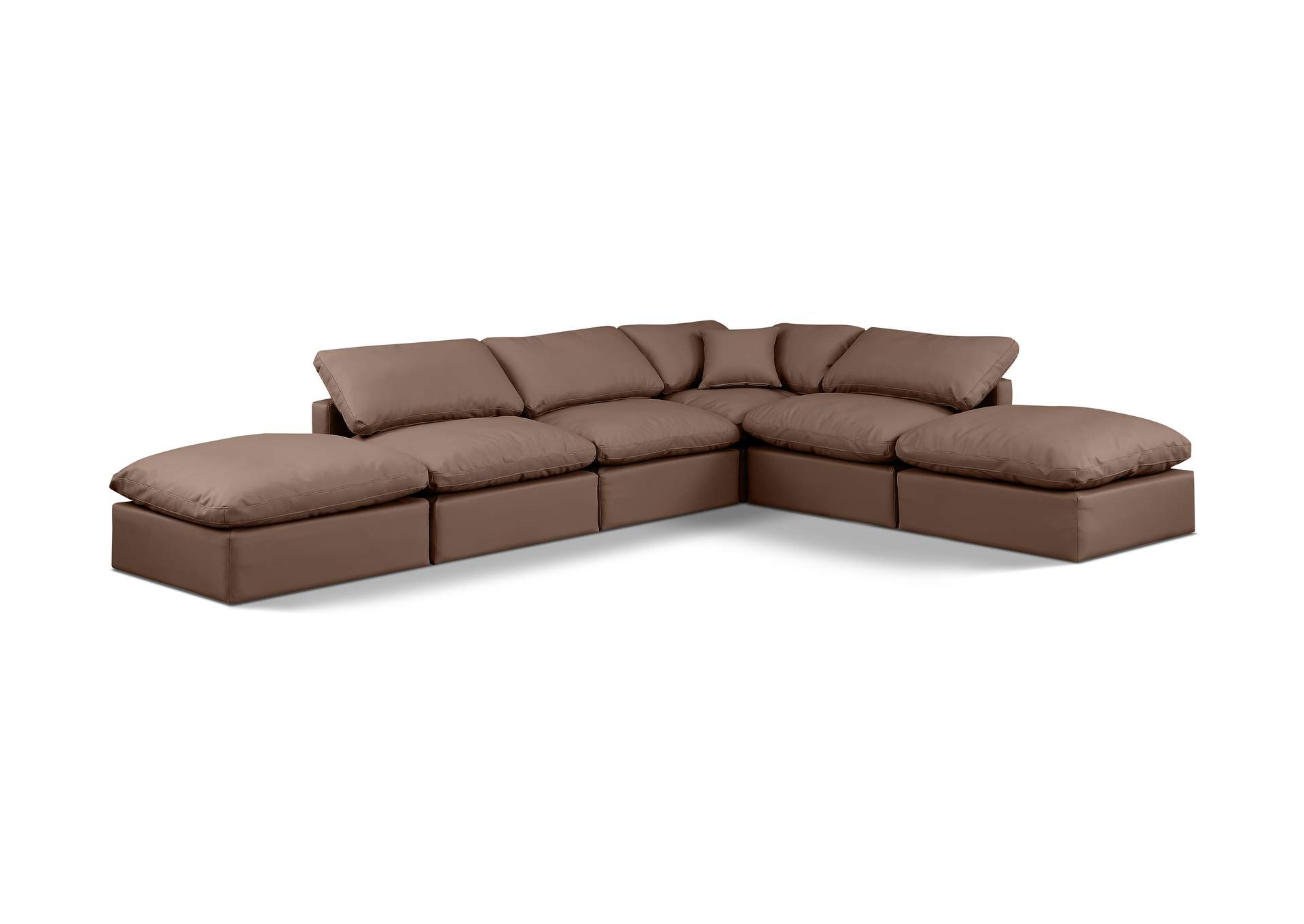 Indulge Brown Faux Leather Modular Sectional,Meridian Furniture