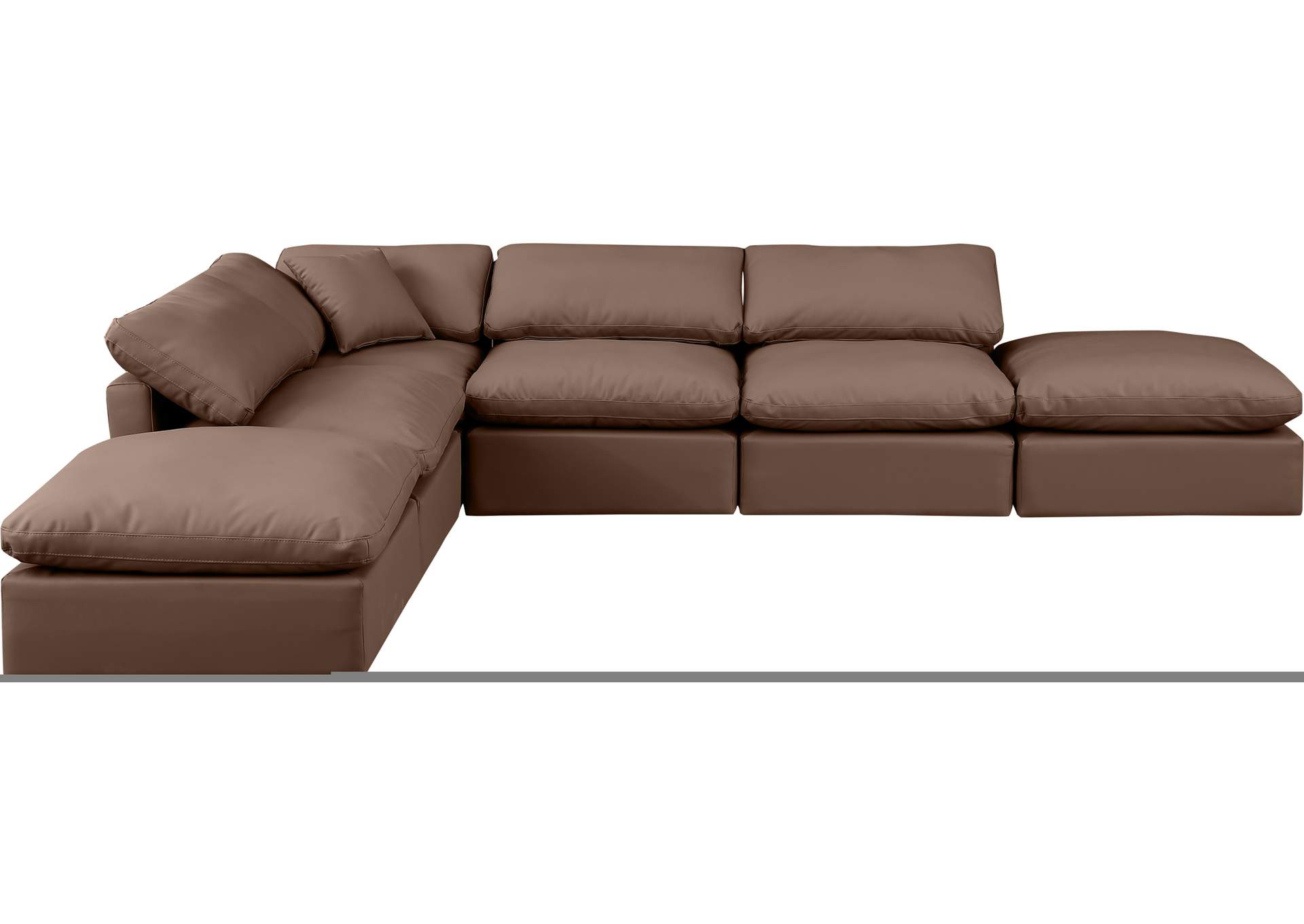 Indulge Brown Faux Leather Modular Sectional,Meridian Furniture