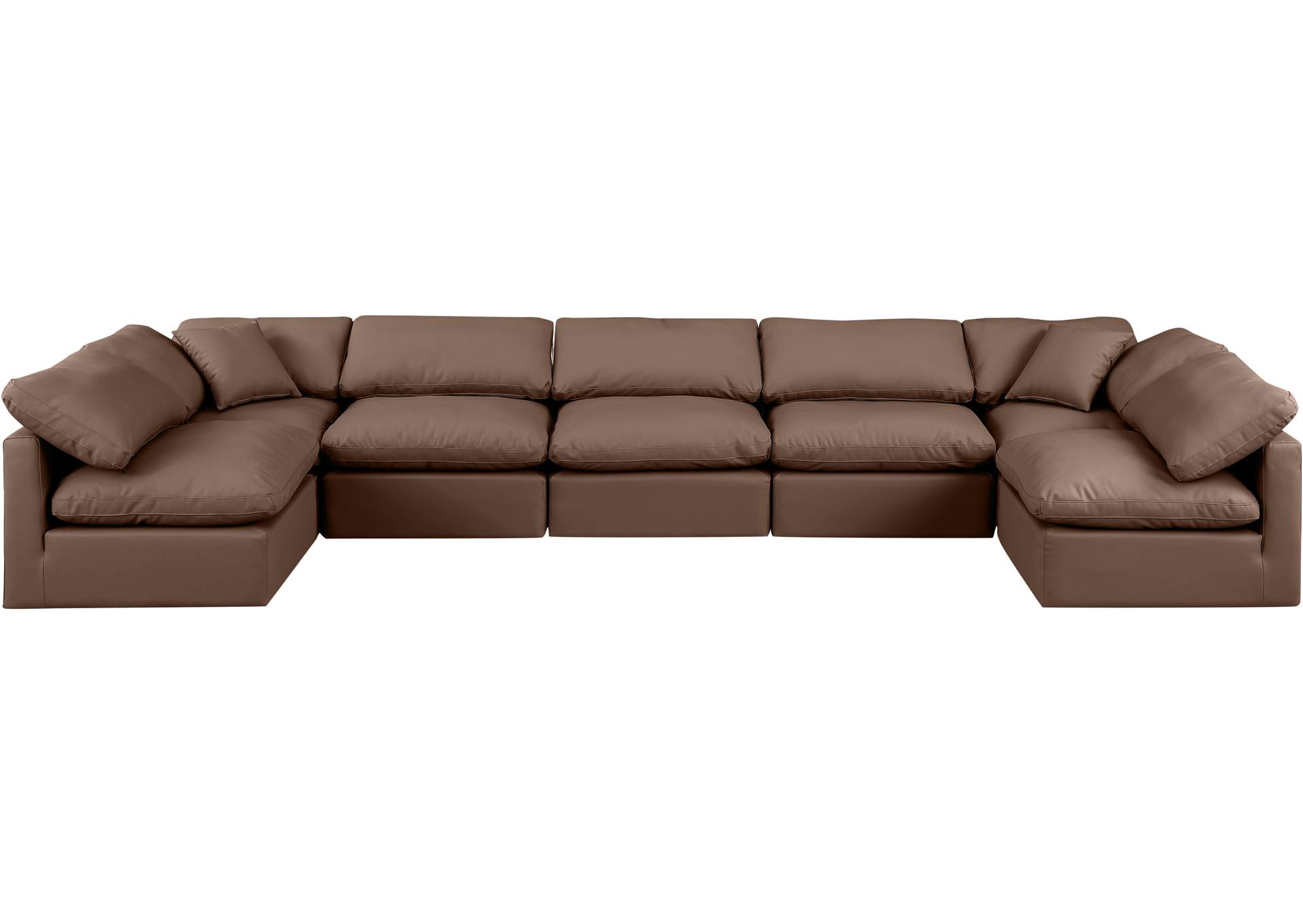 Indulge Brown Faux Leather Modular Sectional,Meridian Furniture