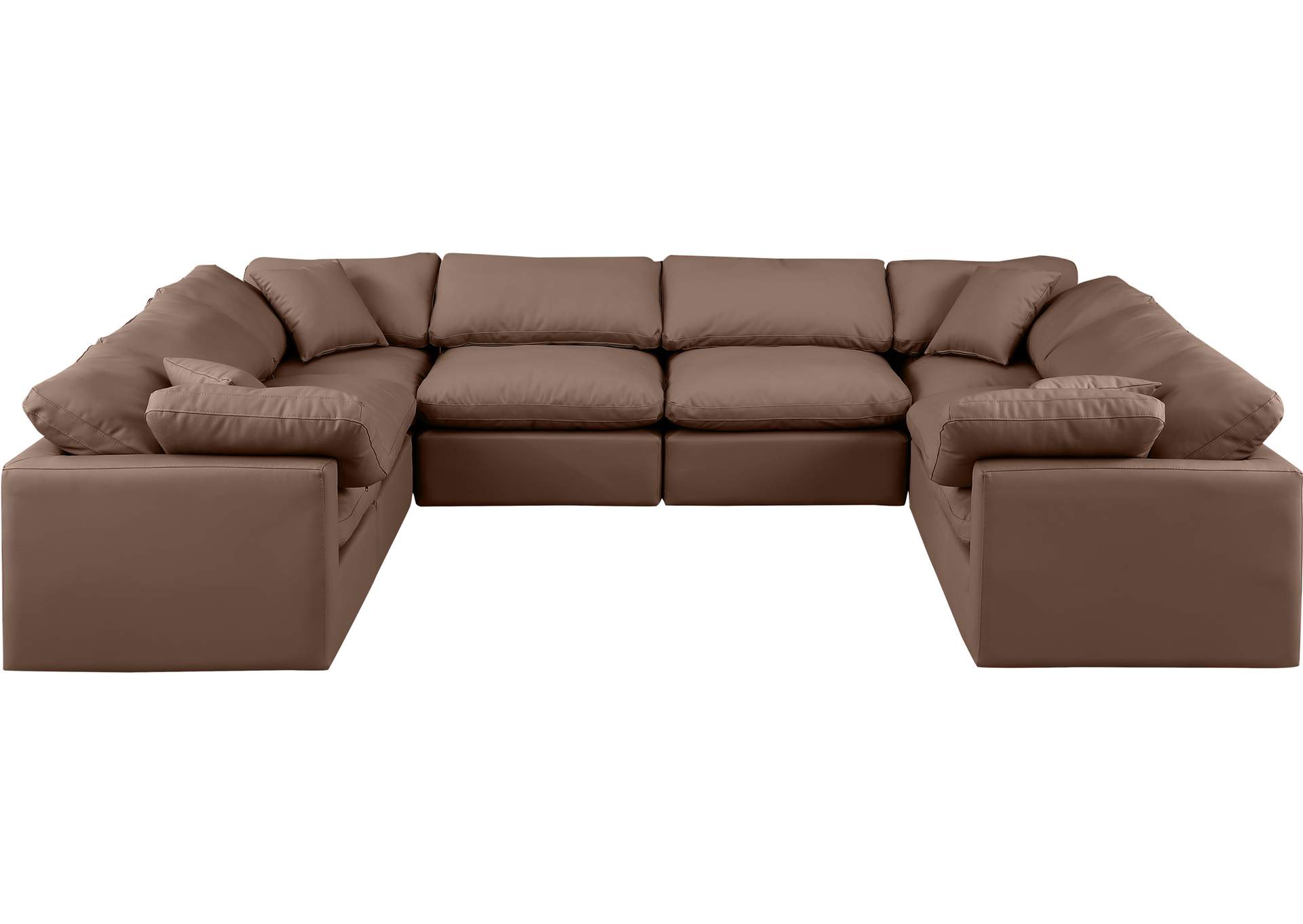 Indulge Brown Faux Leather Modular Sectional,Meridian Furniture