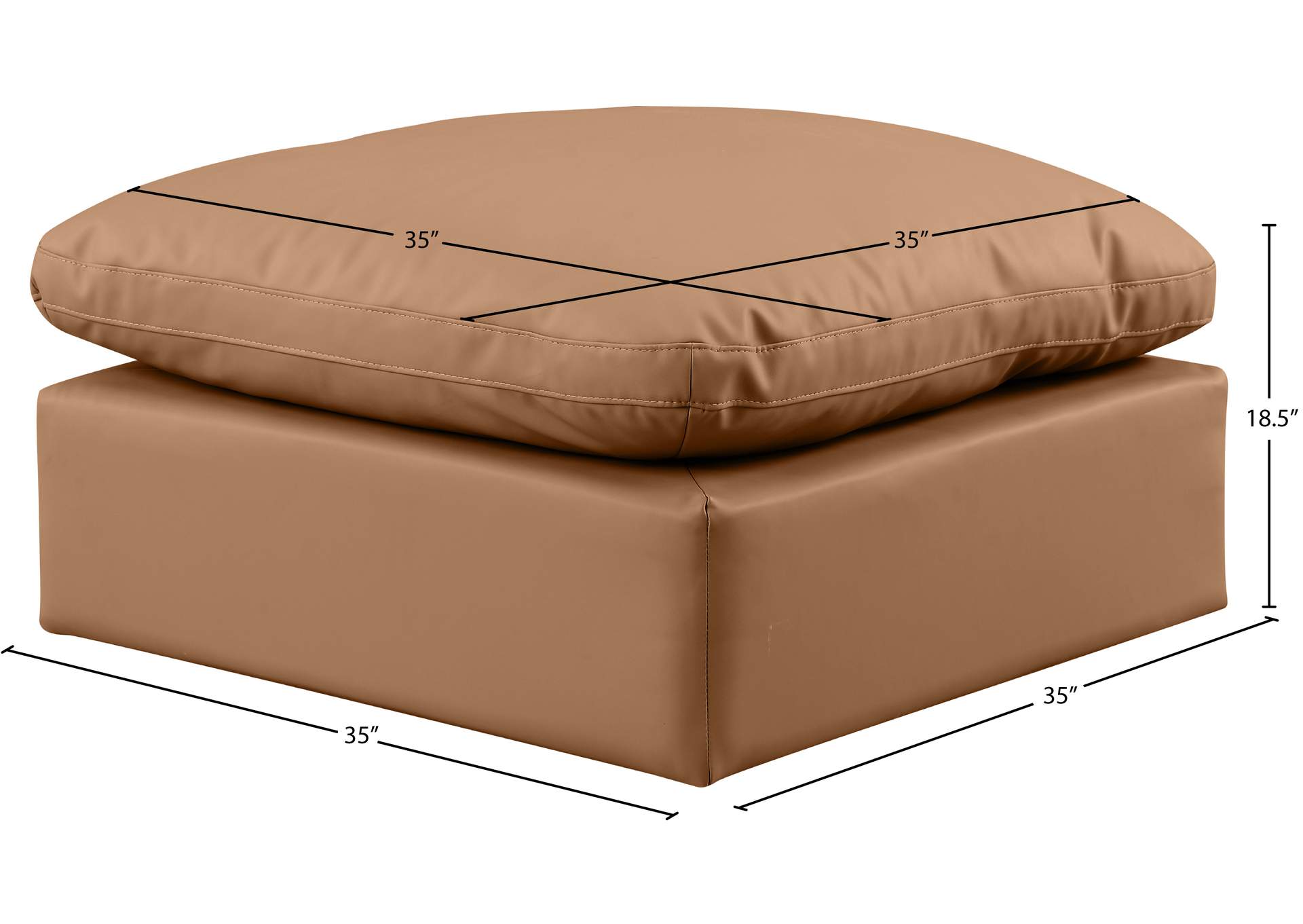 Indulge Cognac Faux Leather Ottoman,Meridian Furniture