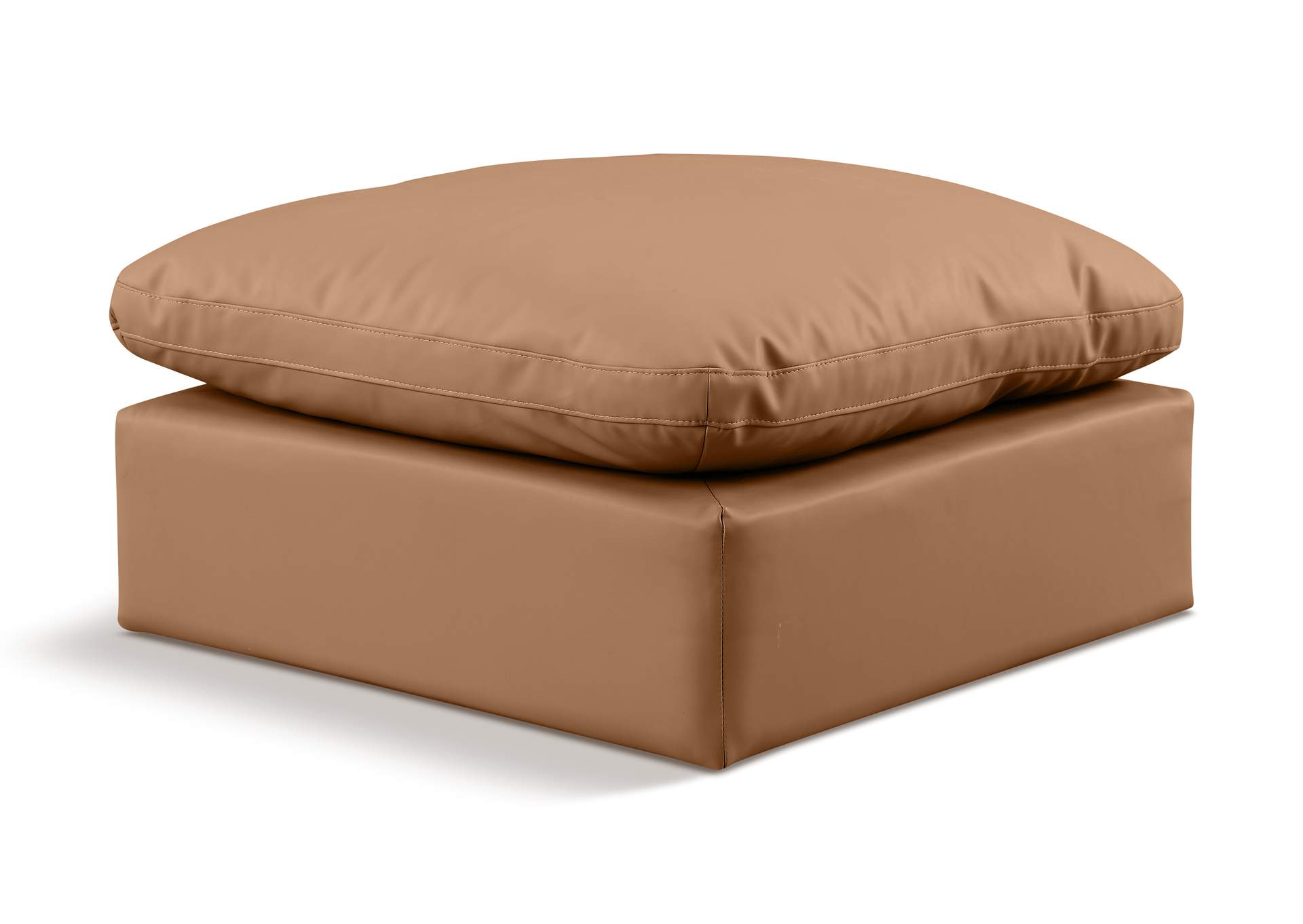 Indulge Cognac Faux Leather Ottoman,Meridian Furniture