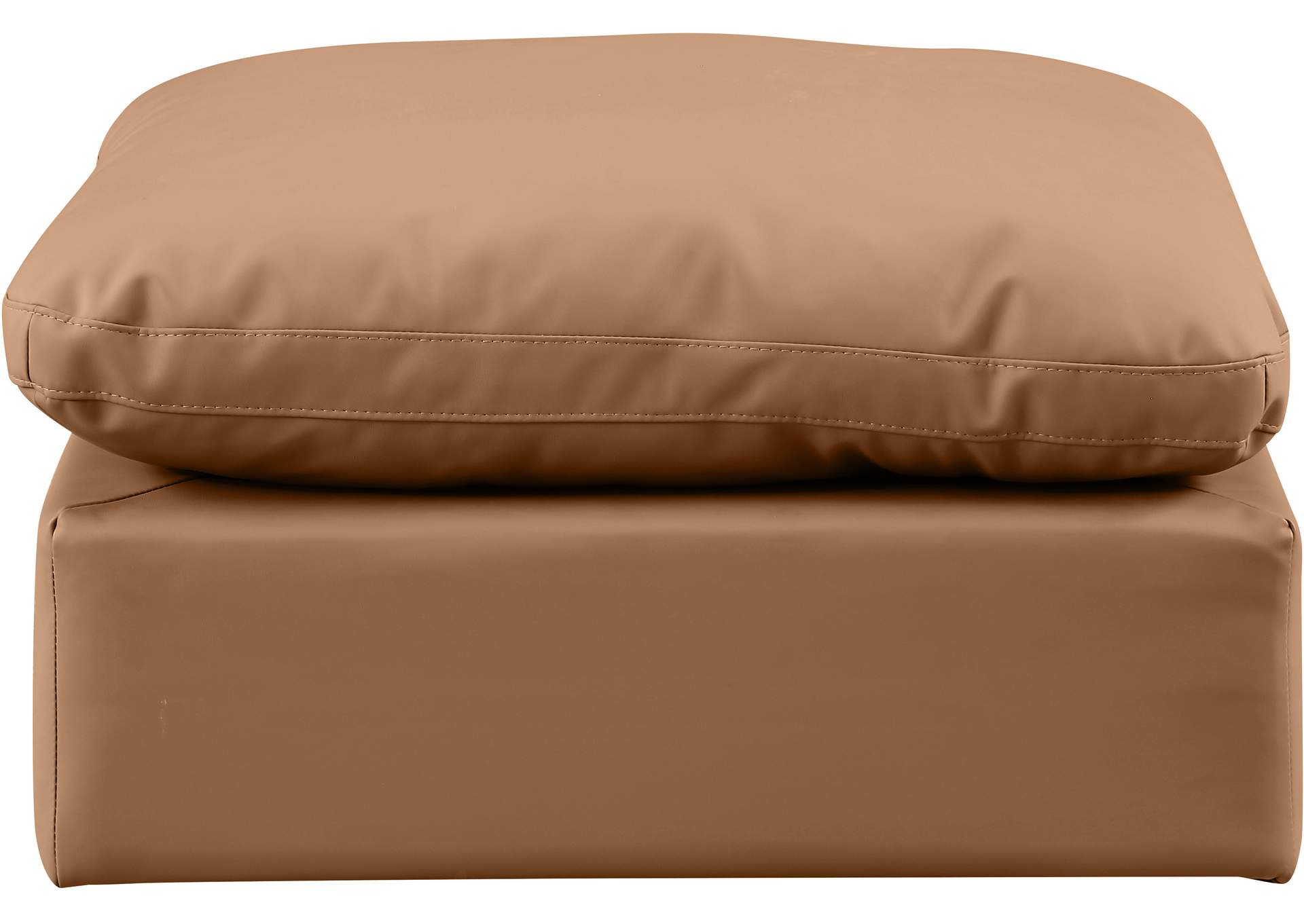 Indulge Cognac Faux Leather Ottoman,Meridian Furniture
