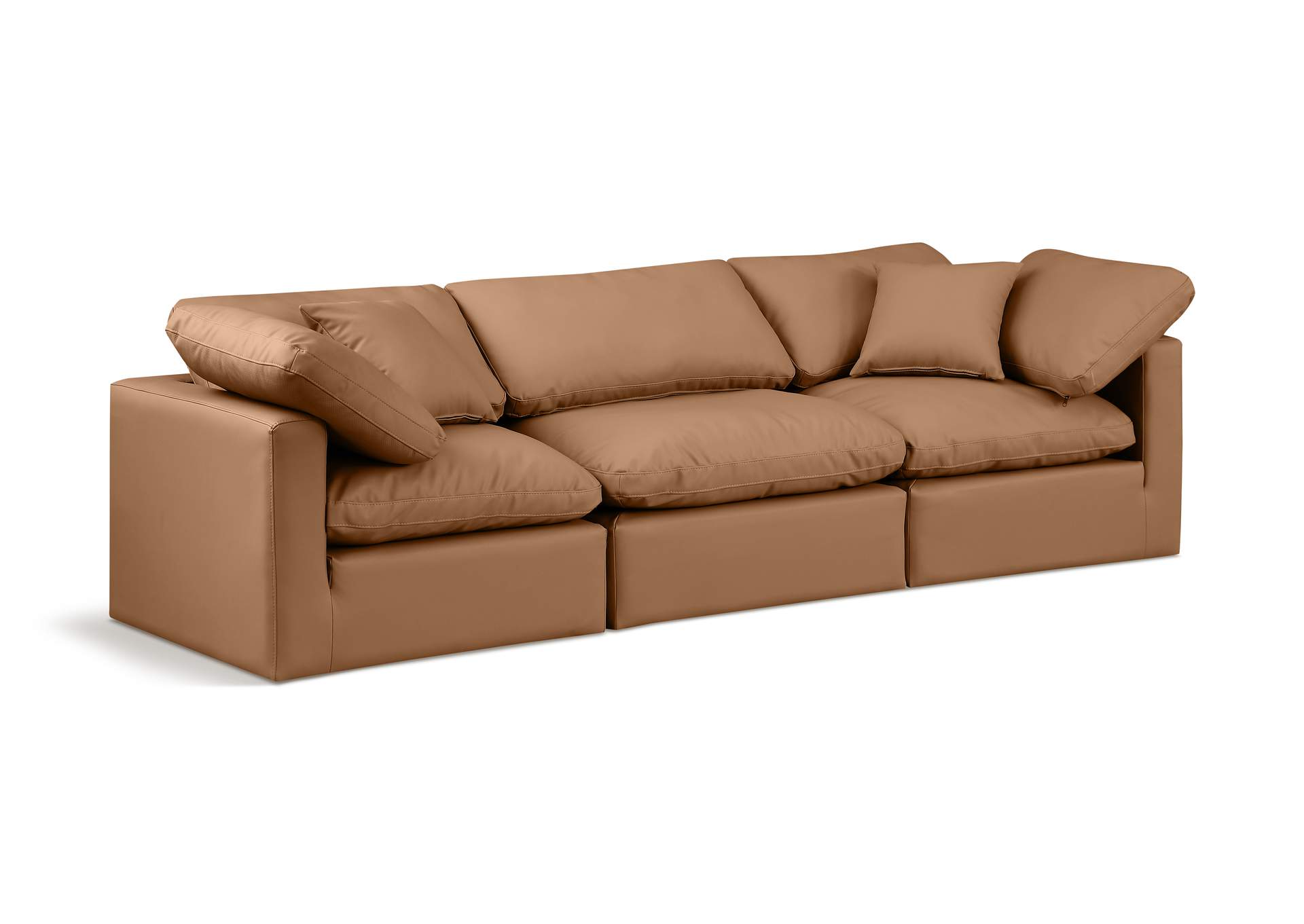 Indulge Cognac Faux Leather Modular Sofa,Meridian Furniture