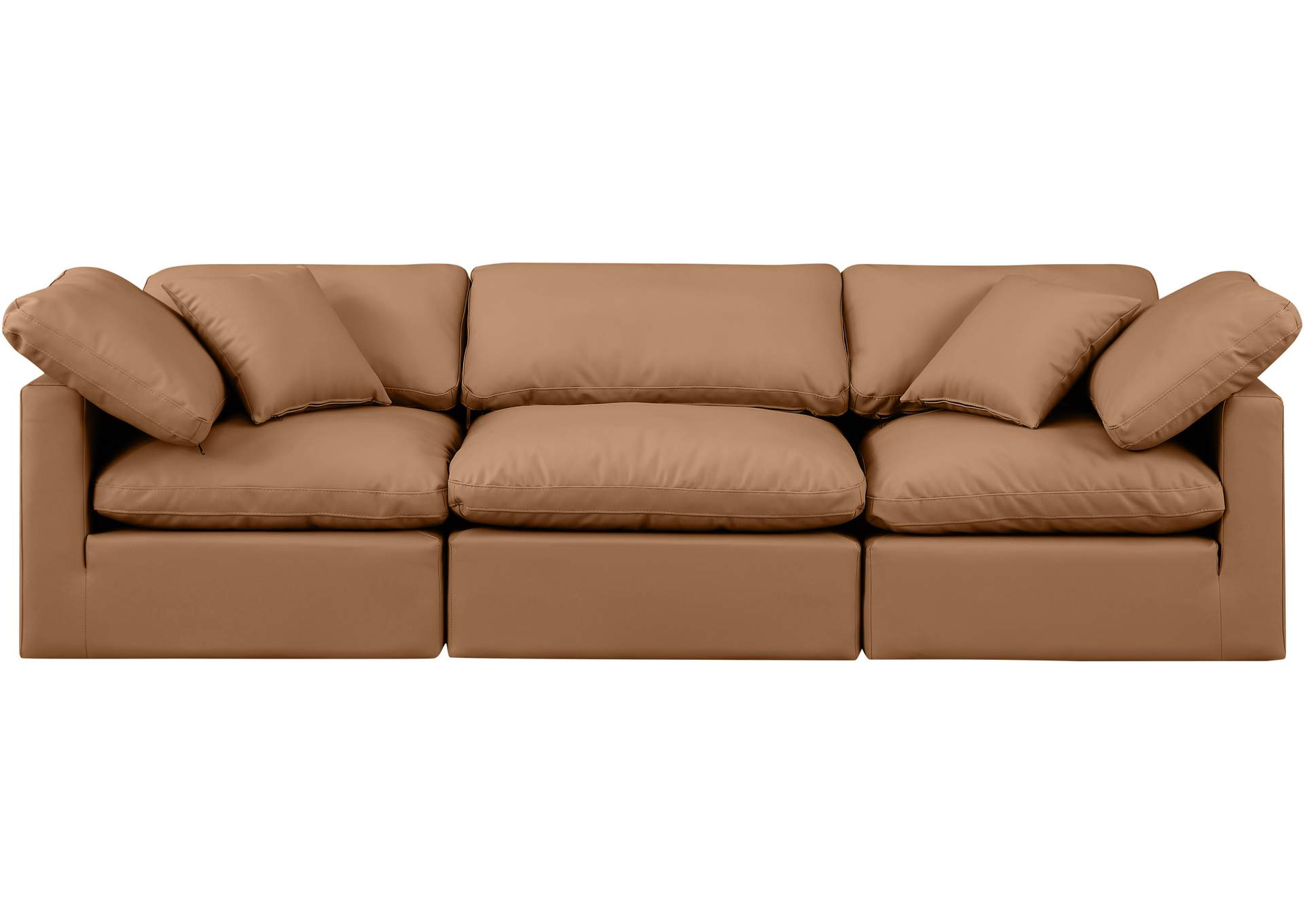 Indulge Cognac Faux Leather Modular Sofa,Meridian Furniture