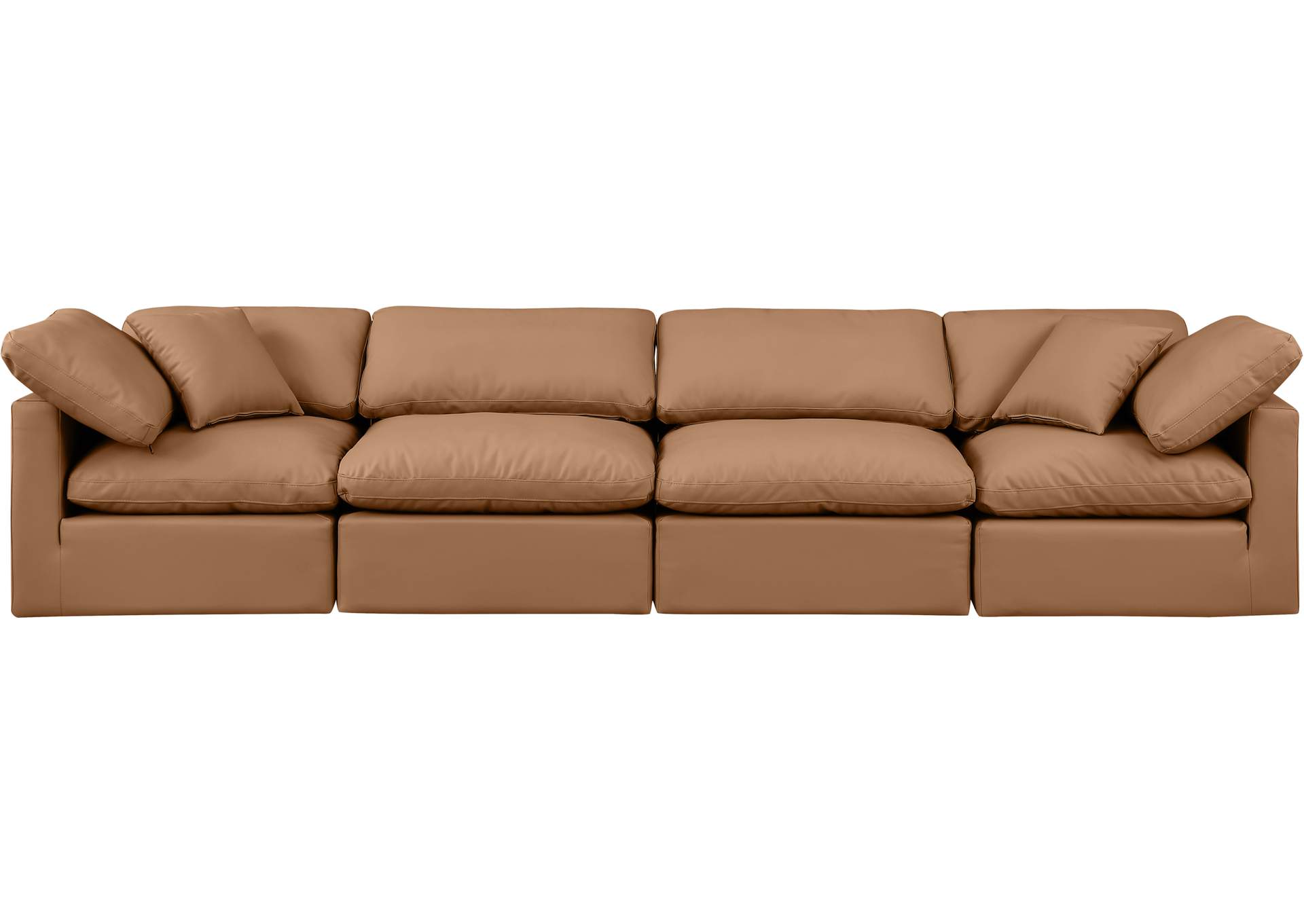 Indulge Cognac Faux Leather Modular Sofa,Meridian Furniture