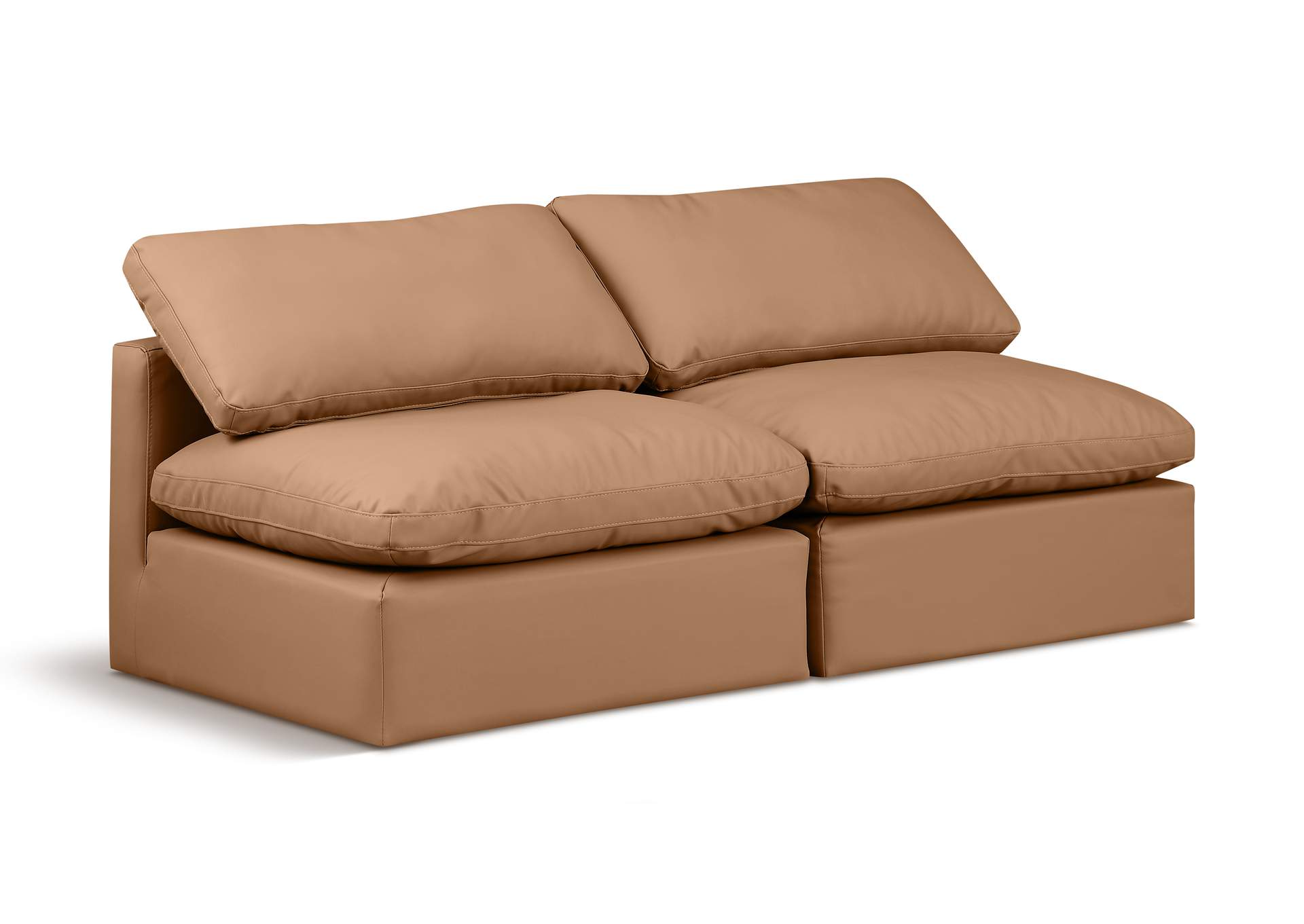 Indulge Cognac Faux Leather Modular Sofa,Meridian Furniture