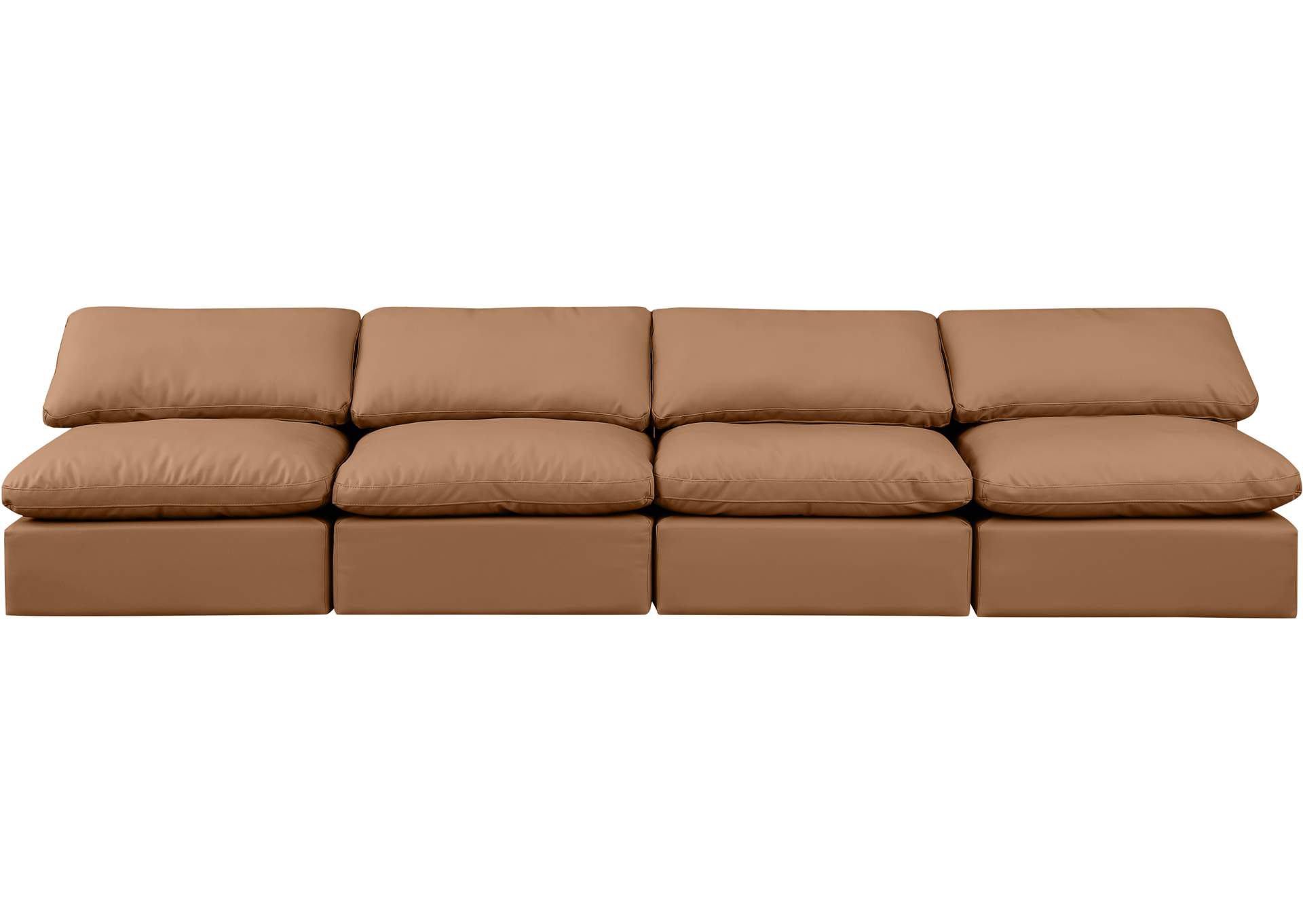 Indulge Cognac Faux Leather Modular Sofa,Meridian Furniture