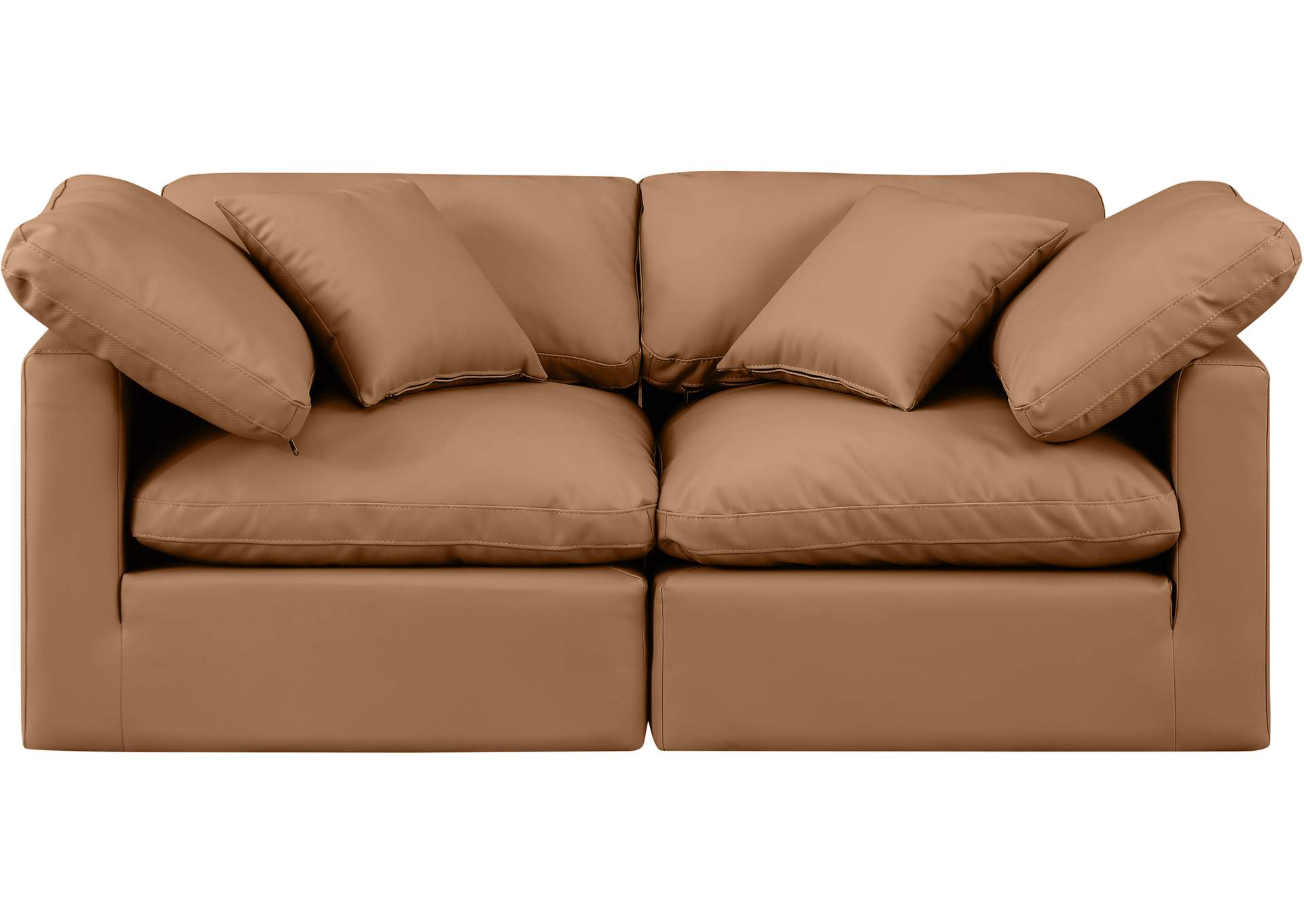 Indulge Cognac Faux Leather Modular Sofa,Meridian Furniture