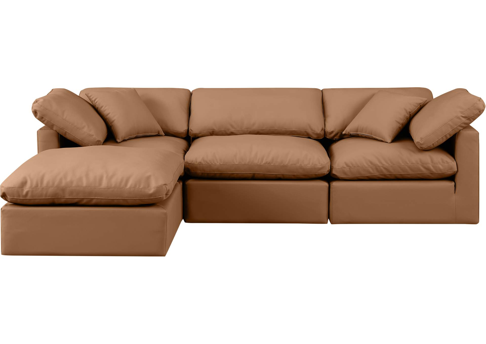 Indulge Cognac Faux Leather Modular Sectional,Meridian Furniture