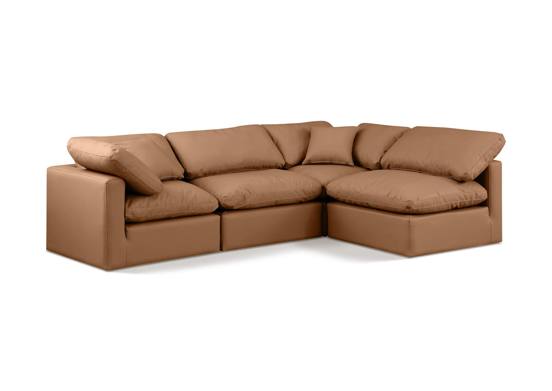 Indulge Cognac Faux Leather Modular Sectional,Meridian Furniture