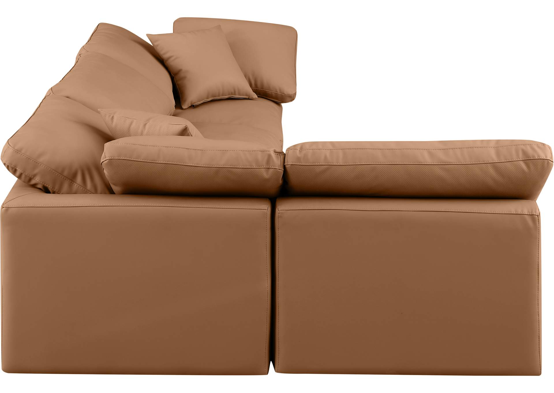 Indulge Cognac Faux Leather Modular Sectional,Meridian Furniture