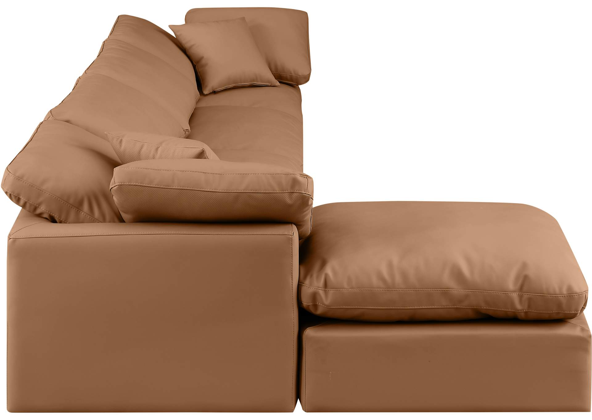 Indulge Cognac Faux Leather Modular Sectional,Meridian Furniture