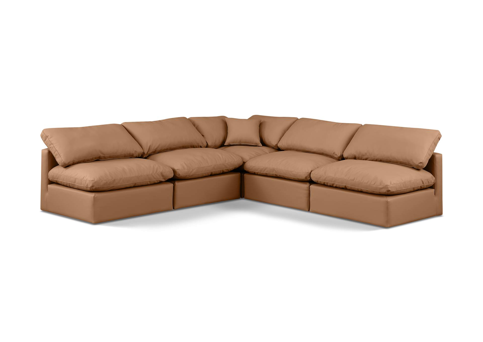 Indulge Cognac Faux Leather Modular Sectional,Meridian Furniture