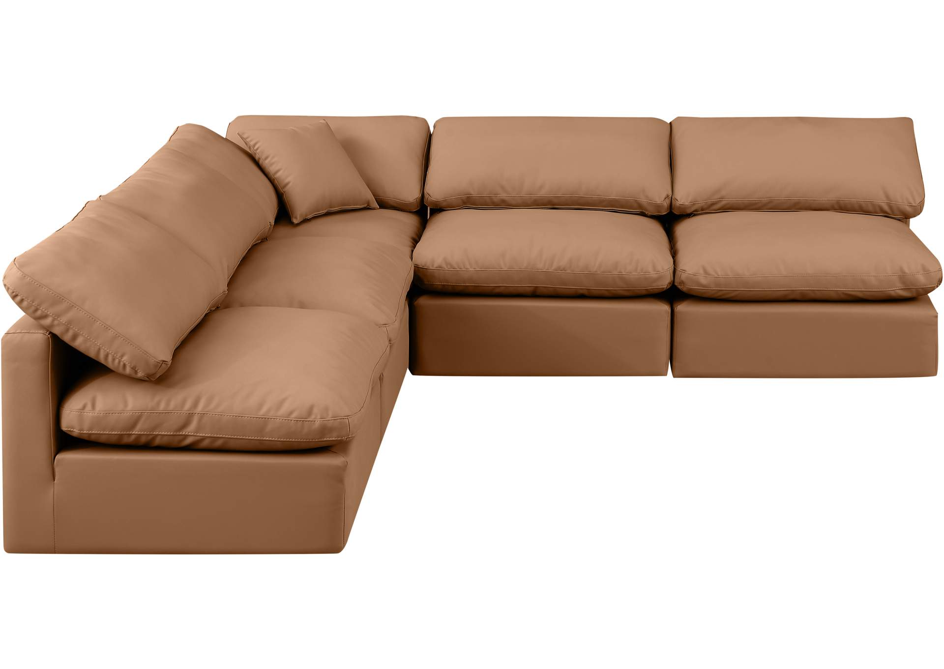 Indulge Cognac Faux Leather Modular Sectional,Meridian Furniture