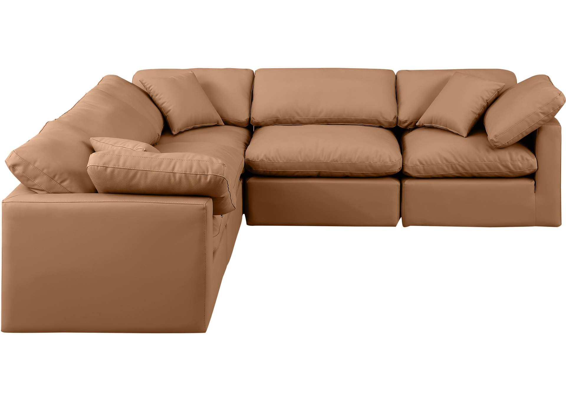 Indulge Cognac Faux Leather Modular Sectional,Meridian Furniture