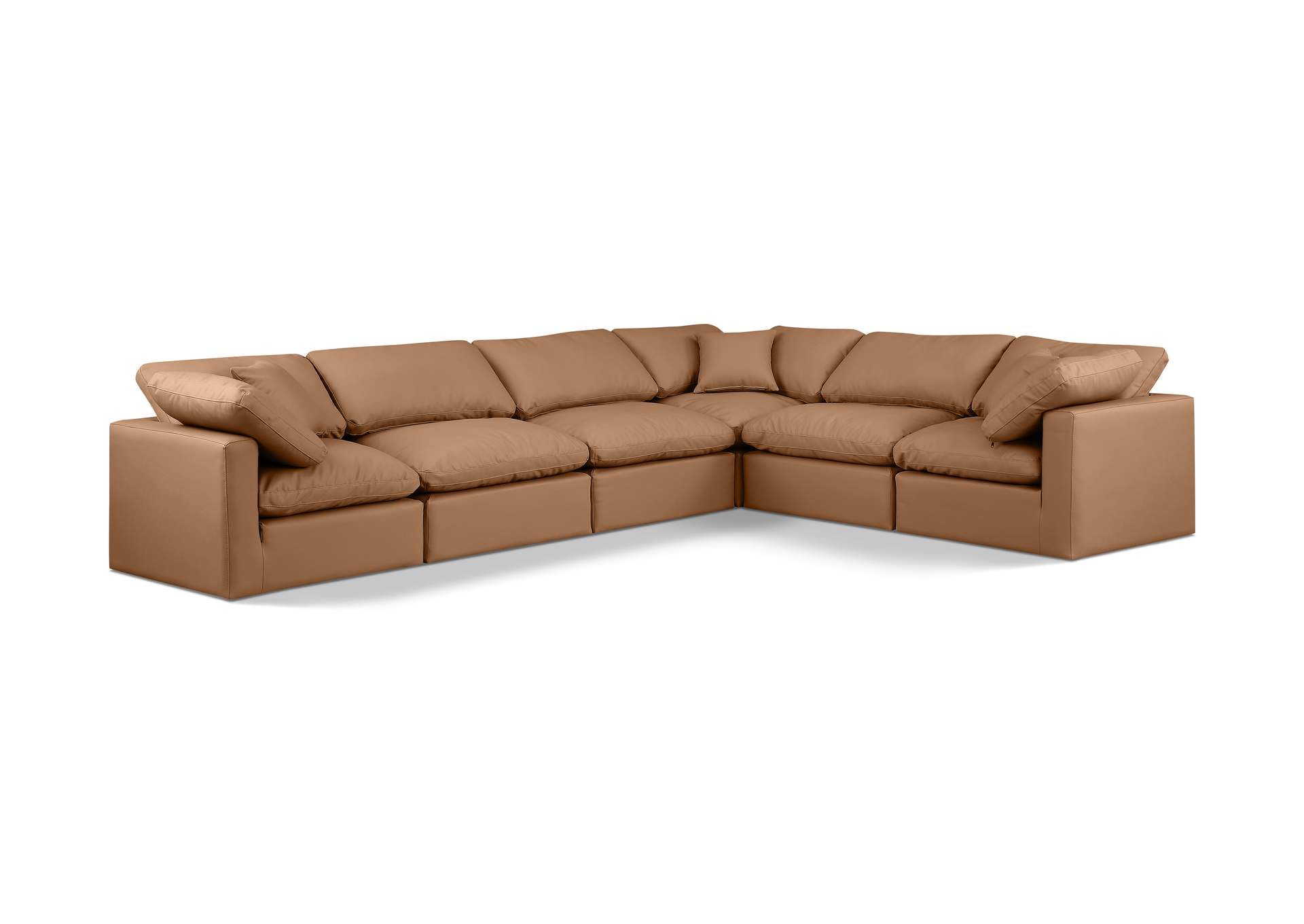 Indulge Cognac Faux Leather Modular Sectional,Meridian Furniture