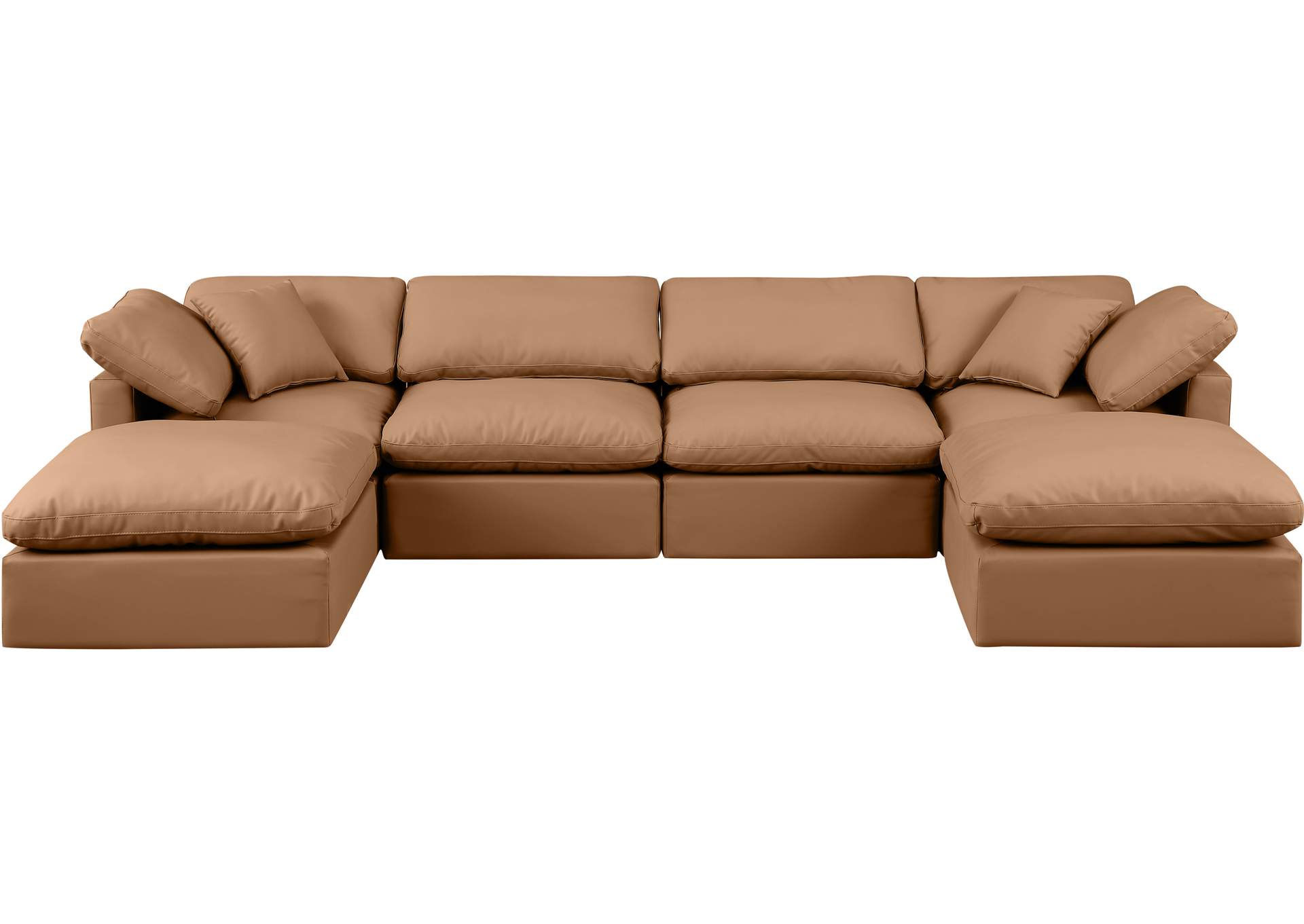 Indulge Cognac Faux Leather Modular Sectional,Meridian Furniture