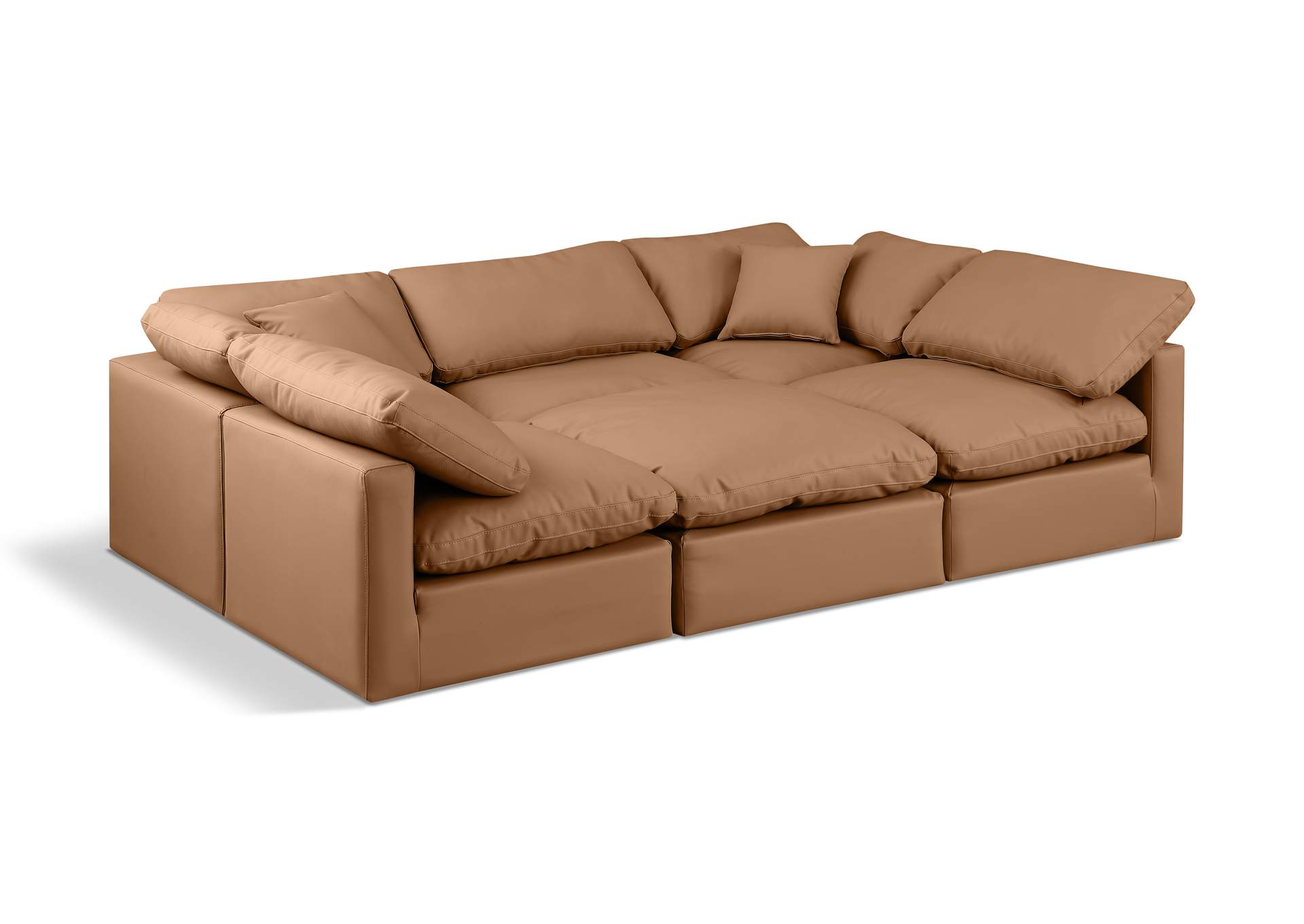 Indulge Cognac Faux Leather Modular Sectional,Meridian Furniture