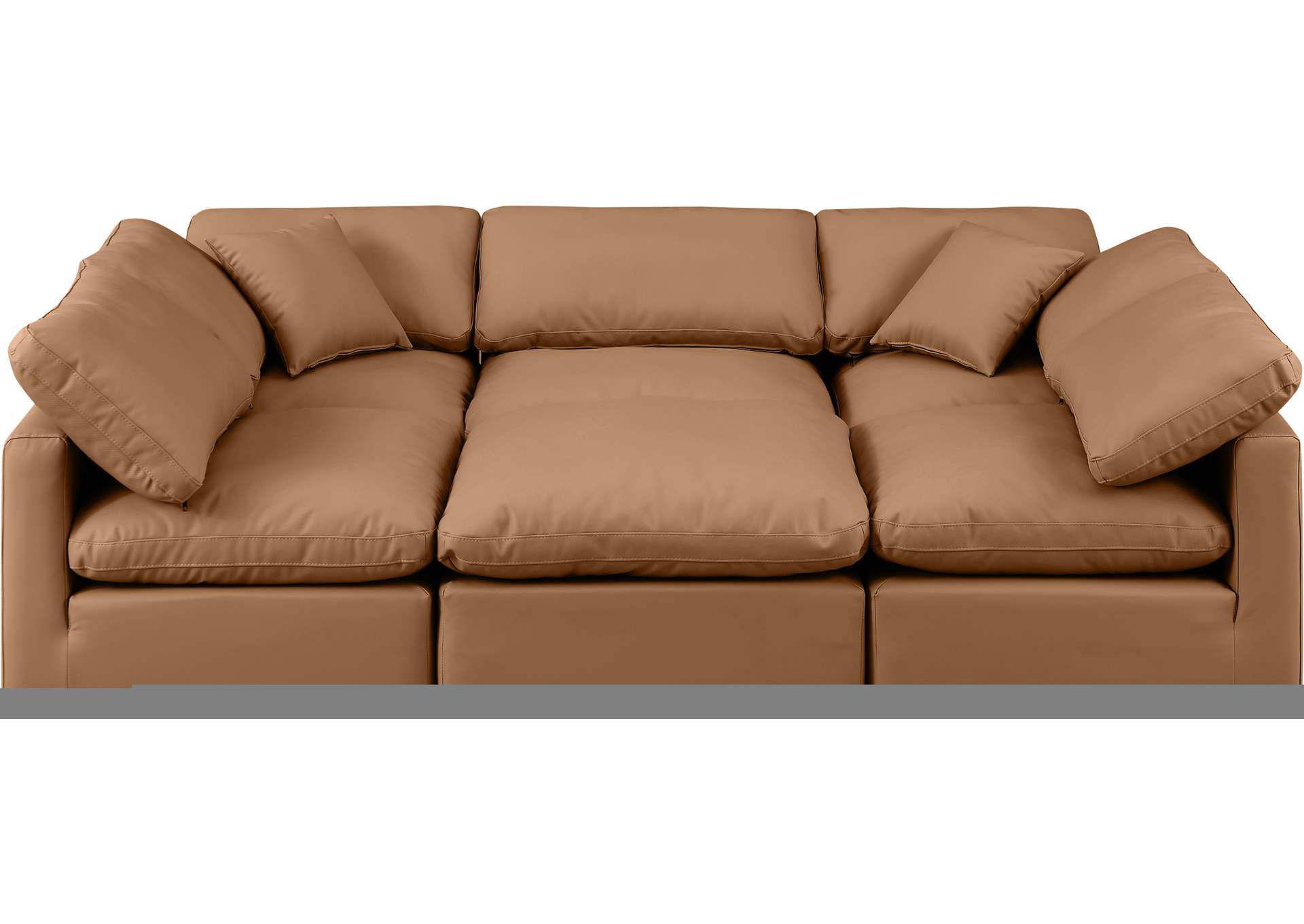 Indulge Cognac Faux Leather Modular Sectional,Meridian Furniture