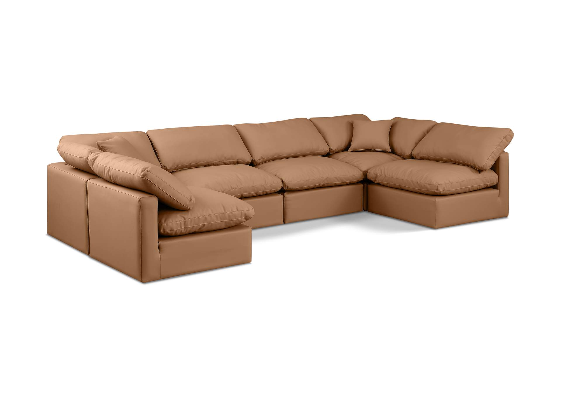Indulge Cognac Faux Leather Modular Sectional,Meridian Furniture