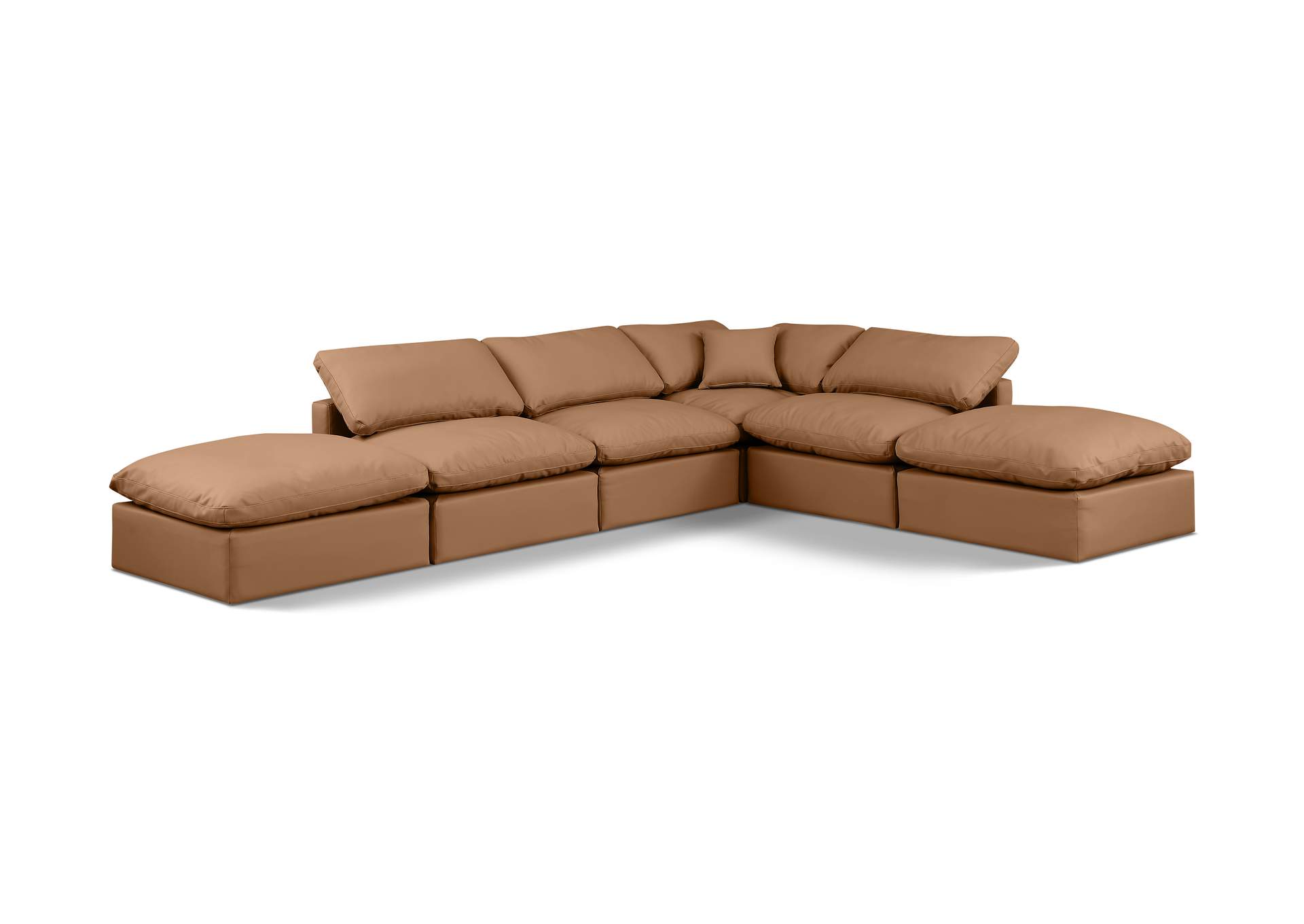 Indulge Cognac Faux Leather Modular Sectional,Meridian Furniture
