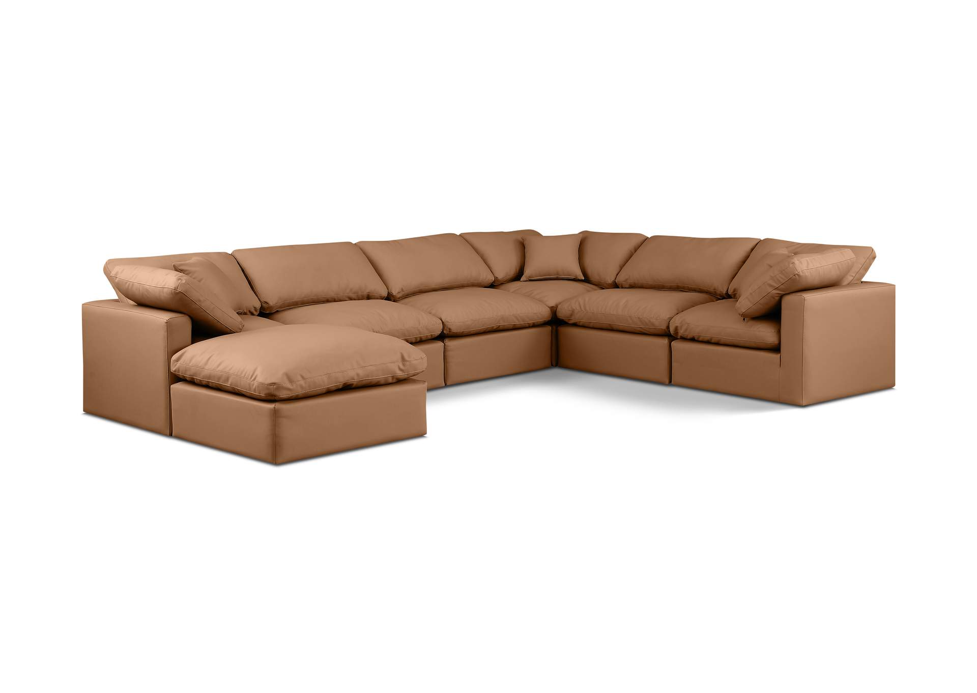 Indulge Cognac Faux Leather Modular Sectional,Meridian Furniture