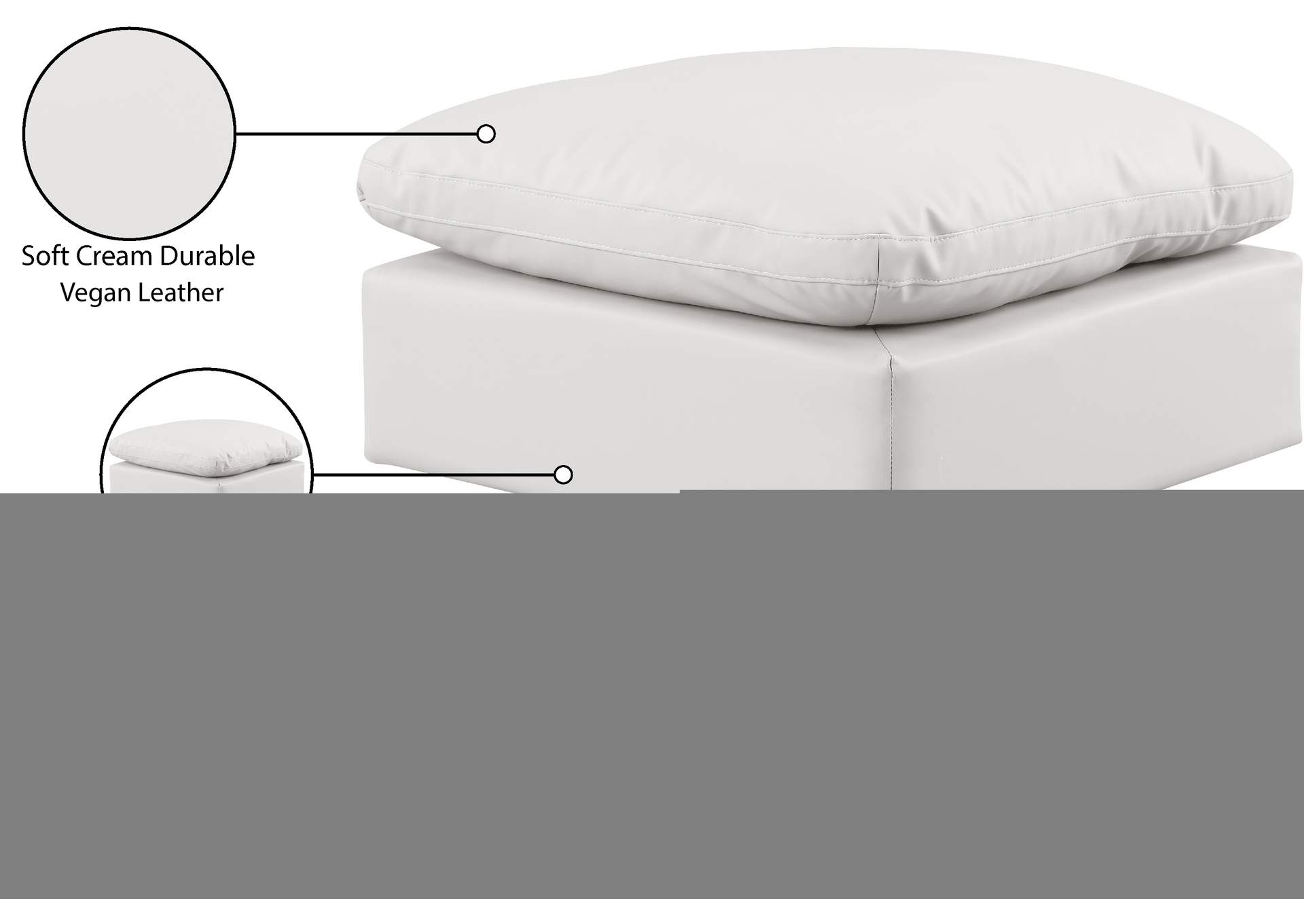 Indulge Cream Faux Leather Ottoman,Meridian Furniture