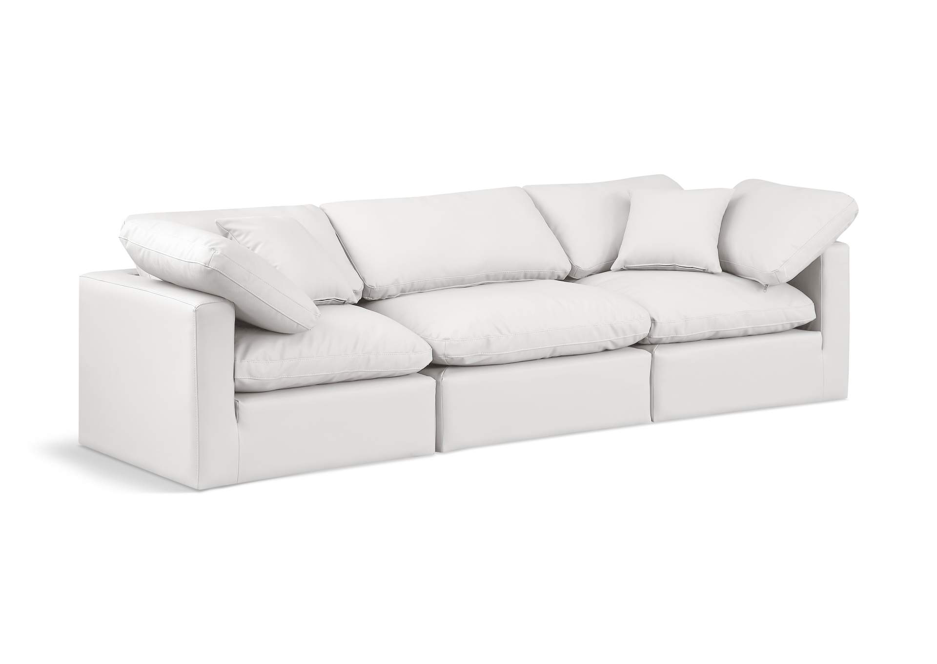 Indulge Cream Faux Leather Modular Sofa,Meridian Furniture