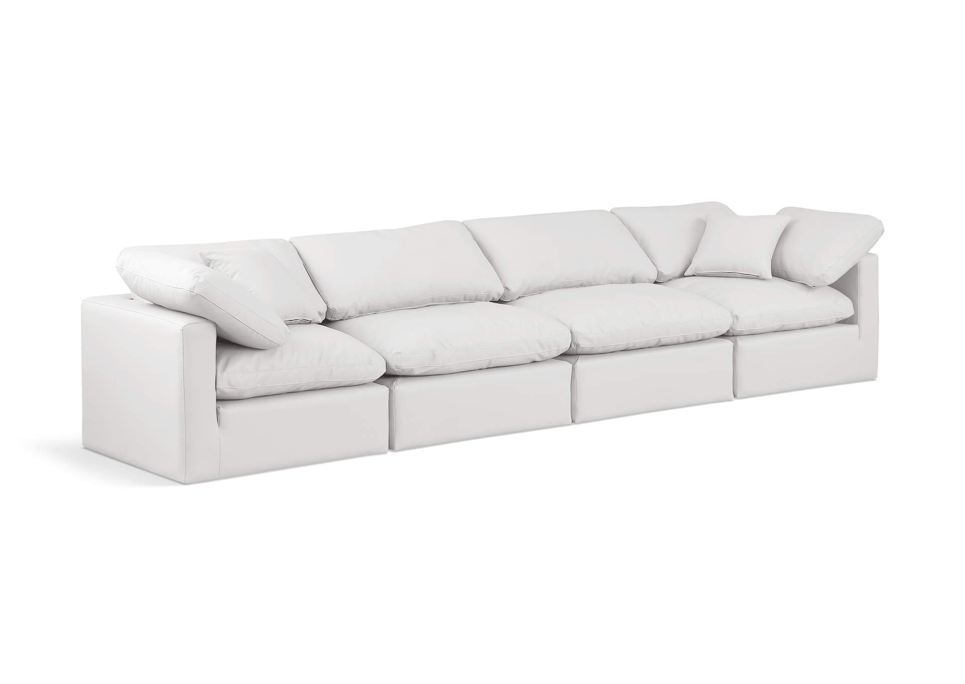 Indulge Cream Faux Leather Modular Sofa,Meridian Furniture