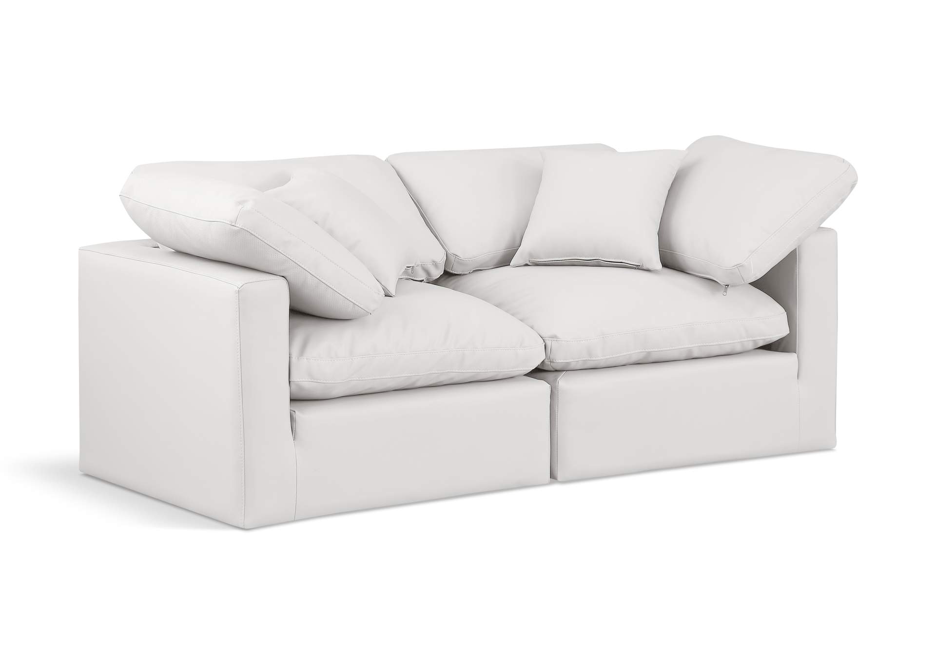 Indulge Cream Faux Leather Modular Sofa,Meridian Furniture