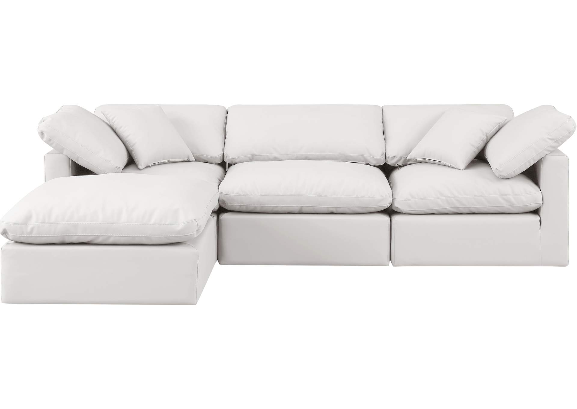 Indulge Cream Faux Leather Modular Sectional,Meridian Furniture