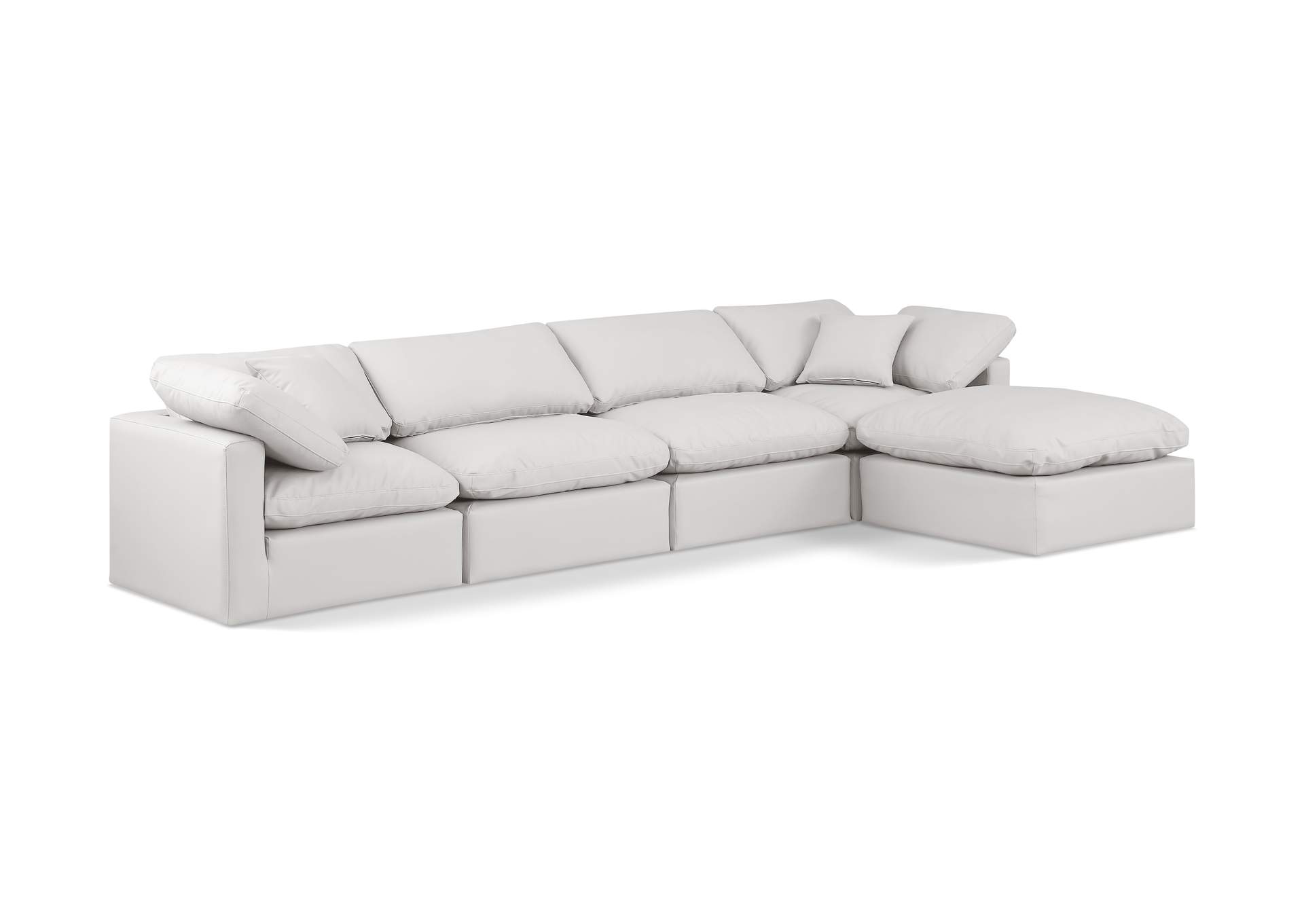 Indulge Cream Faux Leather Modular Sectional,Meridian Furniture