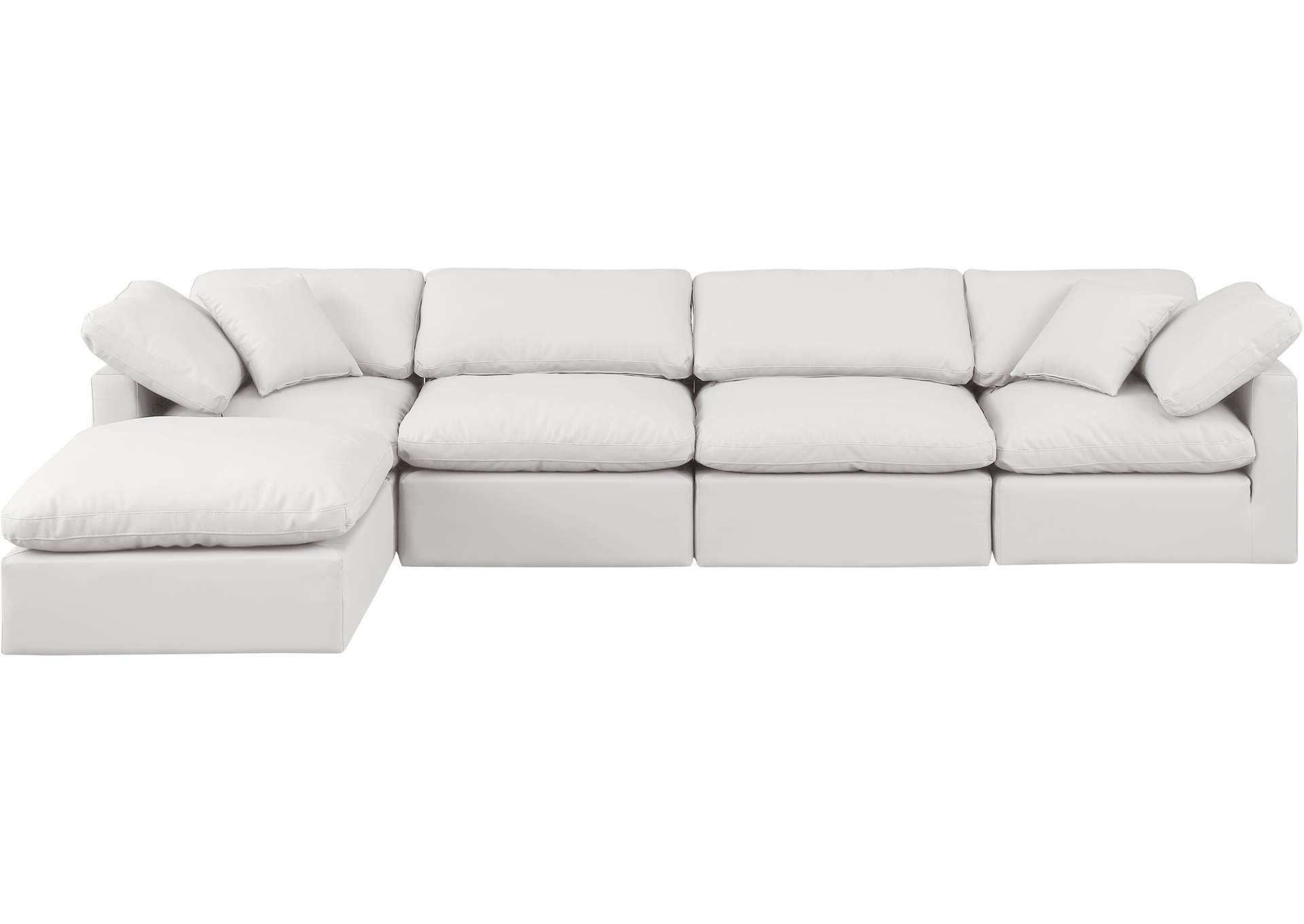 Indulge Cream Faux Leather Modular Sectional,Meridian Furniture