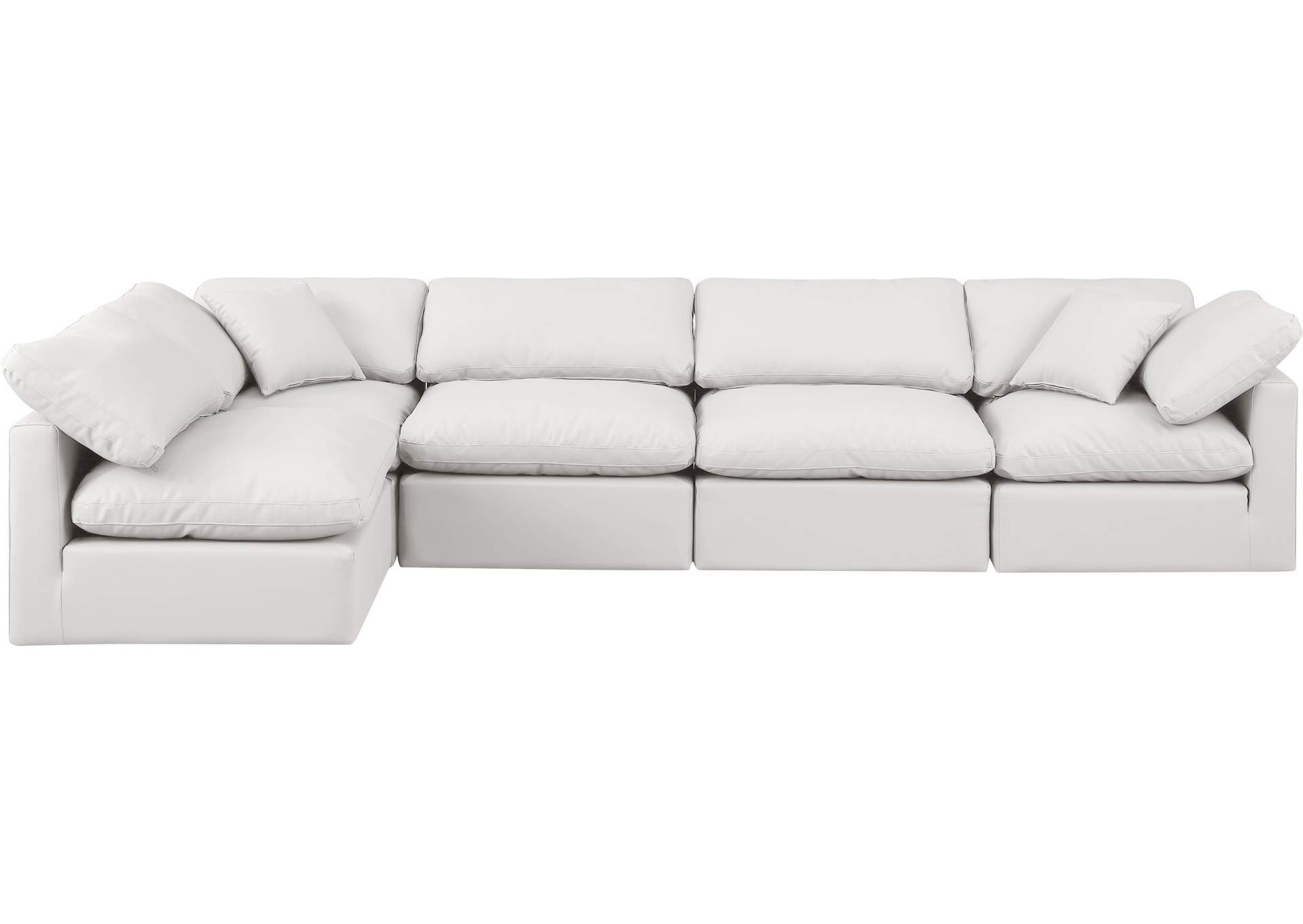 Indulge Cream Faux Leather Modular Sectional,Meridian Furniture