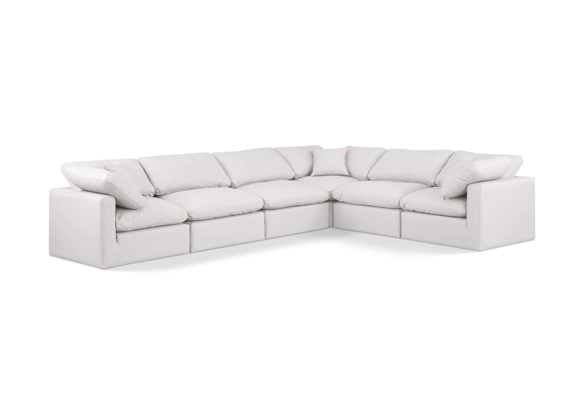 Indulge Cream Faux Leather Modular Sectional,Meridian Furniture
