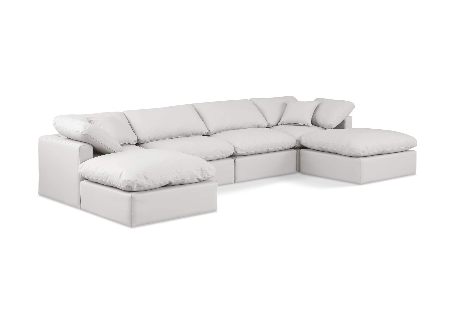 Indulge Cream Faux Leather Modular Sectional,Meridian Furniture